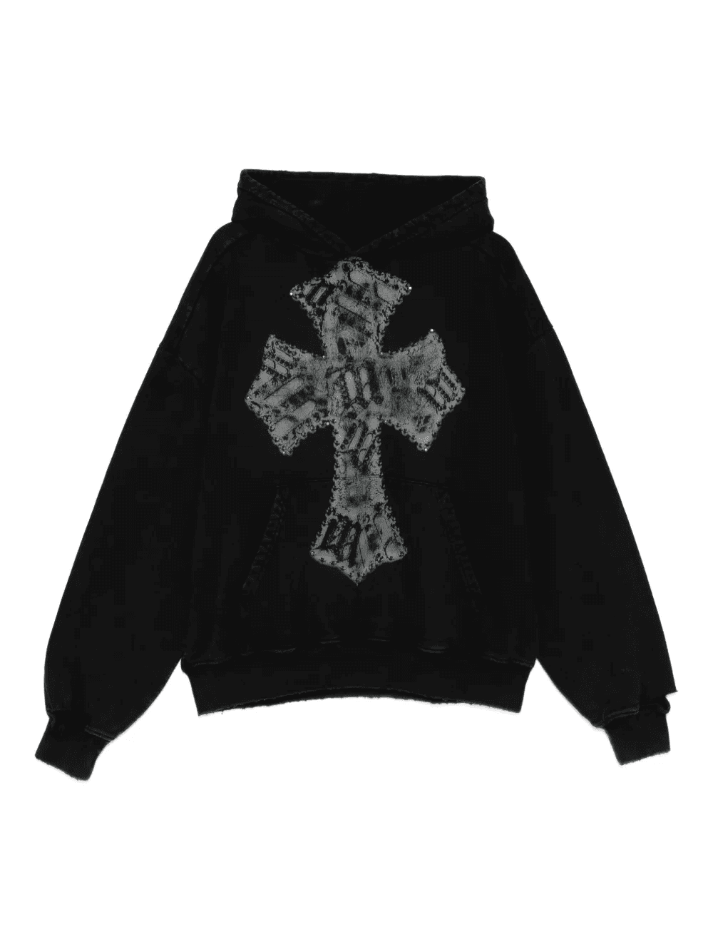 cross-appliqué cotton hoodie - Image 1