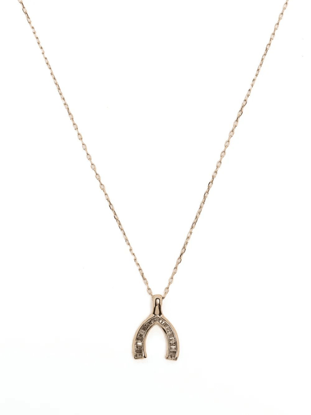14kt yellow gold Wishbone diamond necklace - Image 1