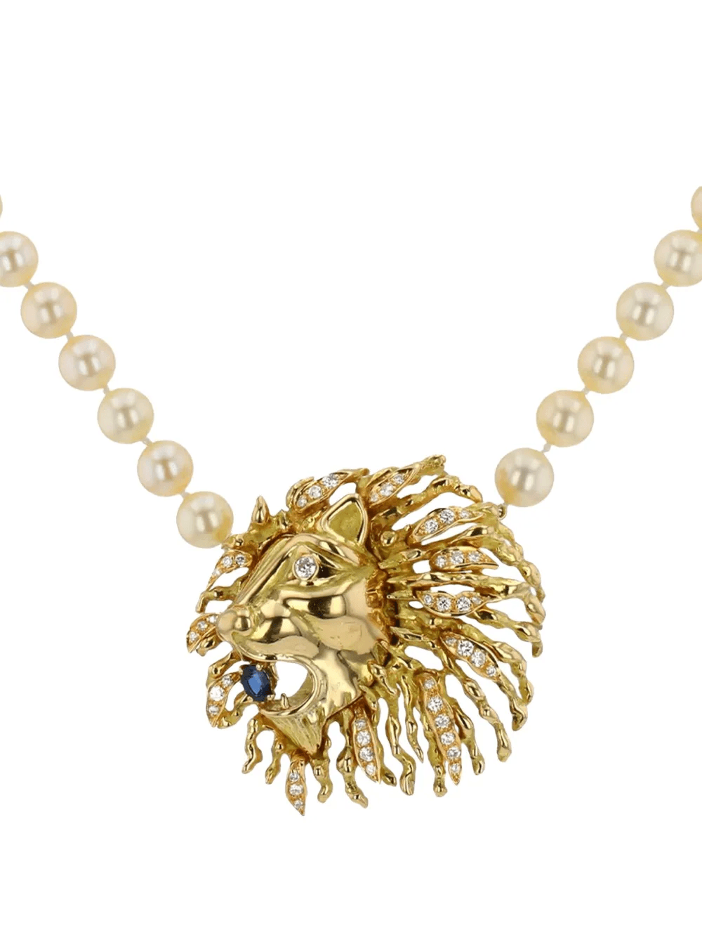 1970s lion head pearl necklace - Image 1