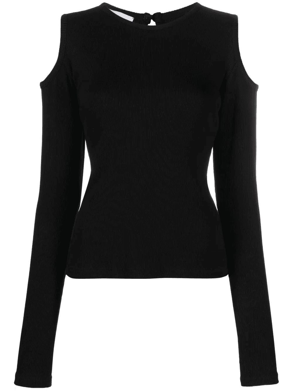 fine-ribbed cold-shoulder top - Image 1