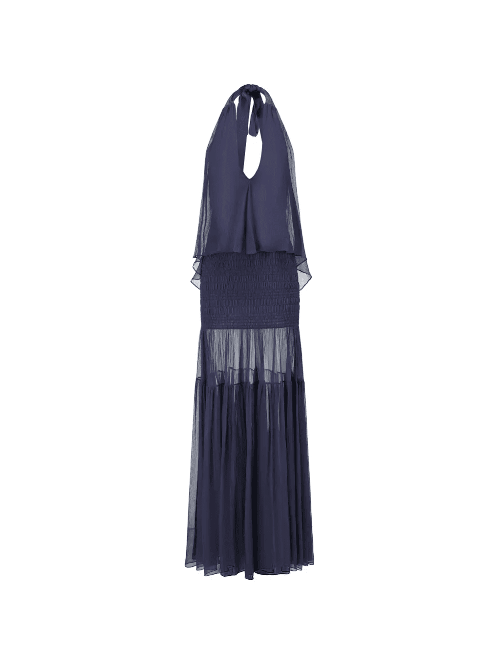 shirred tiered silk maxi dress - Image 1