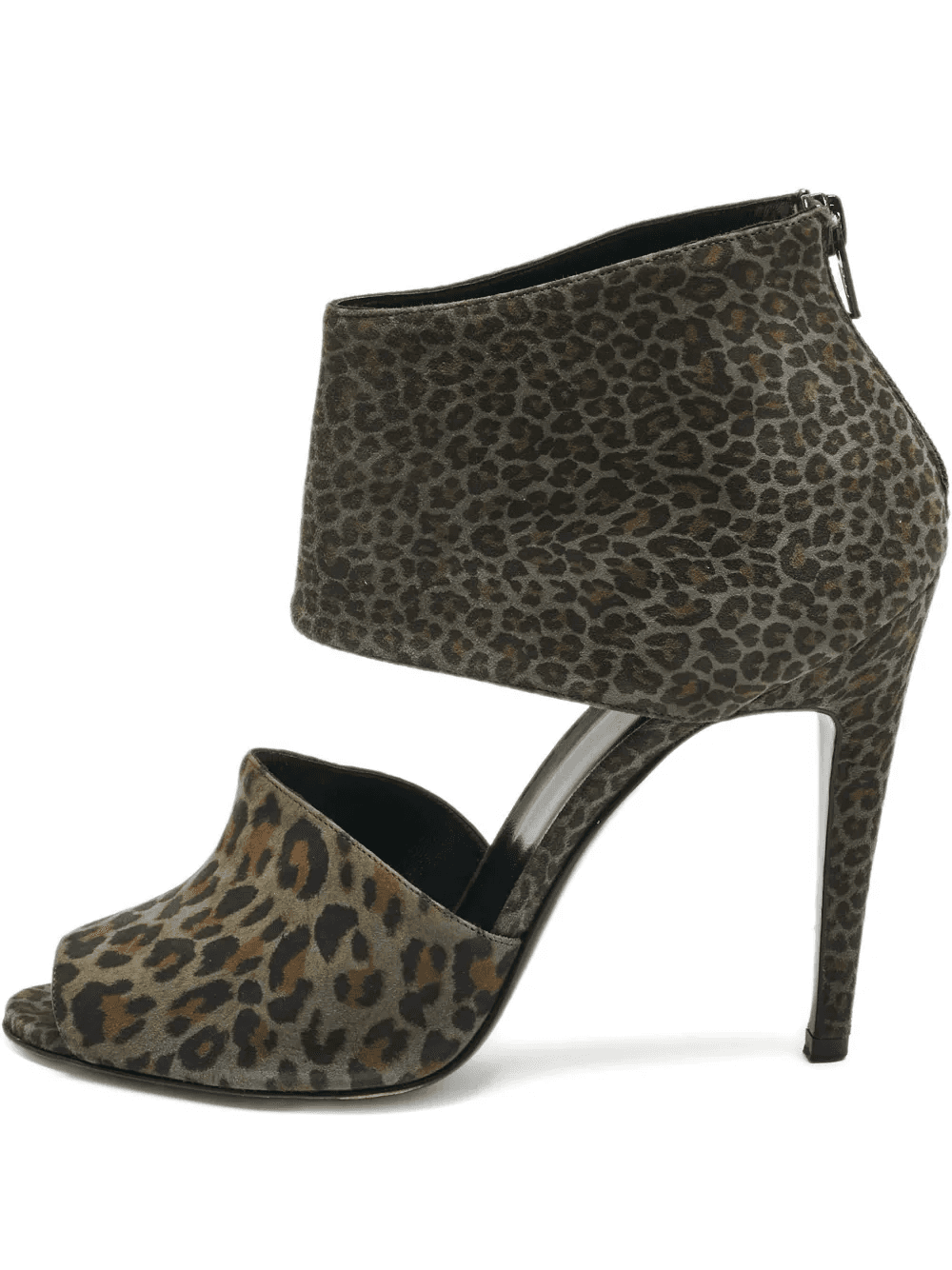 leopard-print zip suede sandals - Image 1
