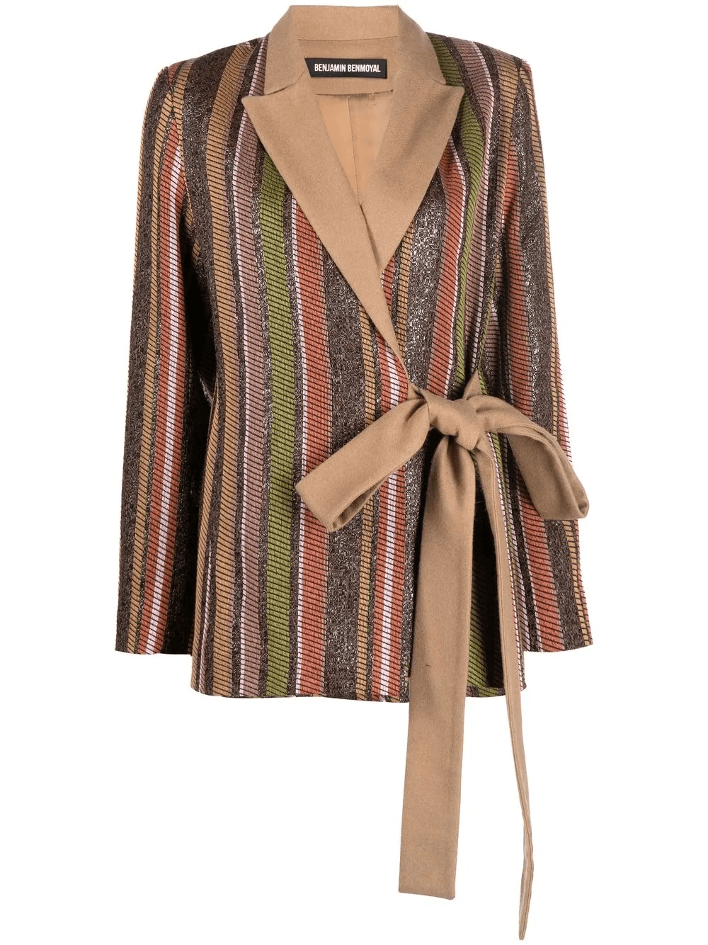 striped belted blazer - Image 1