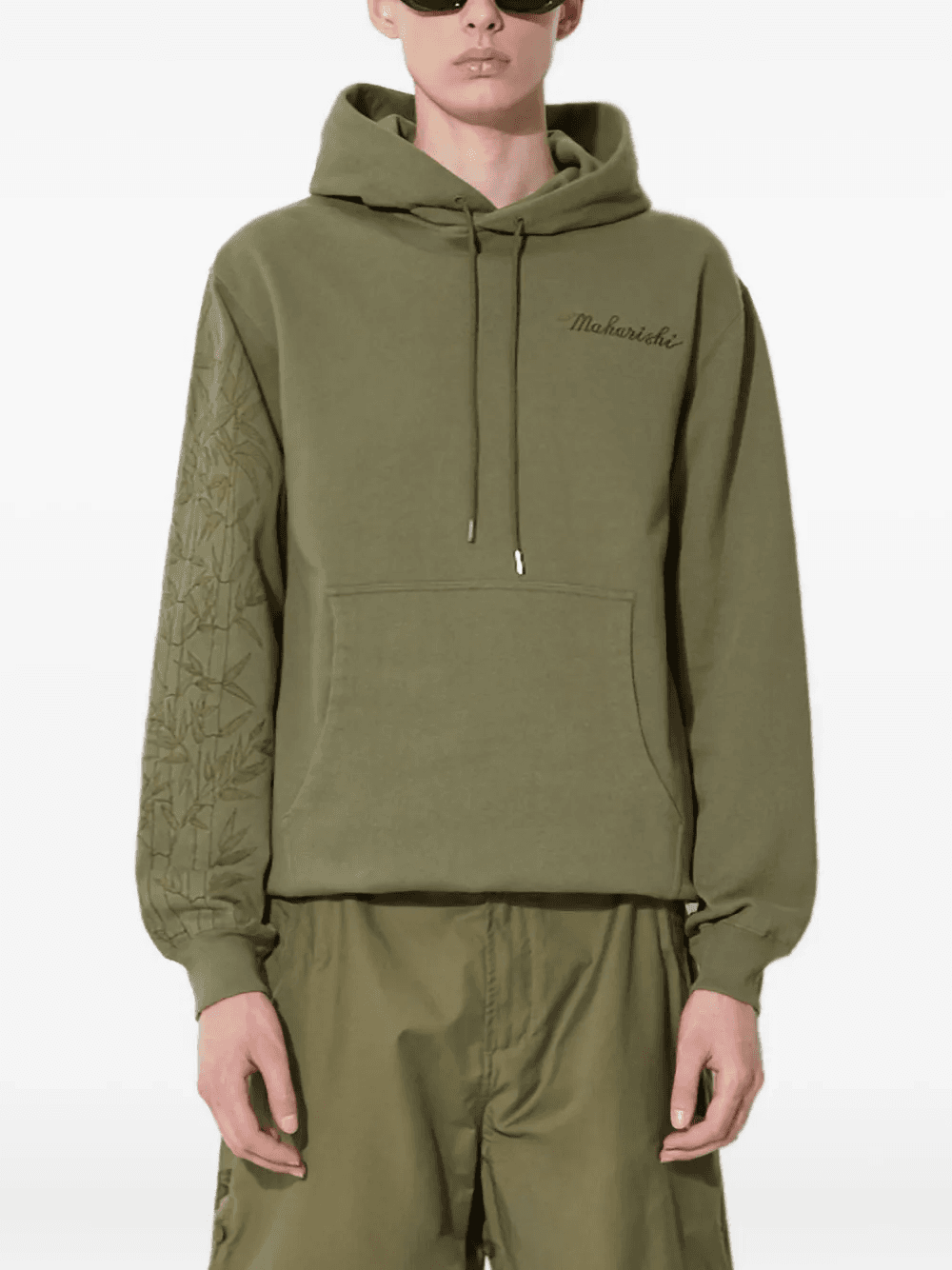 bamboo-sleeve embroidered hoodie - Image 1