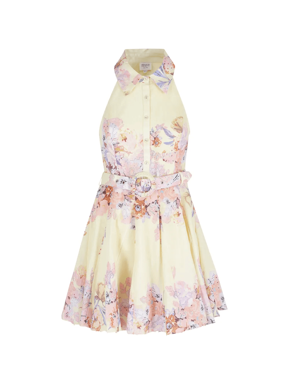 floral-belted shirt dress - Image 1