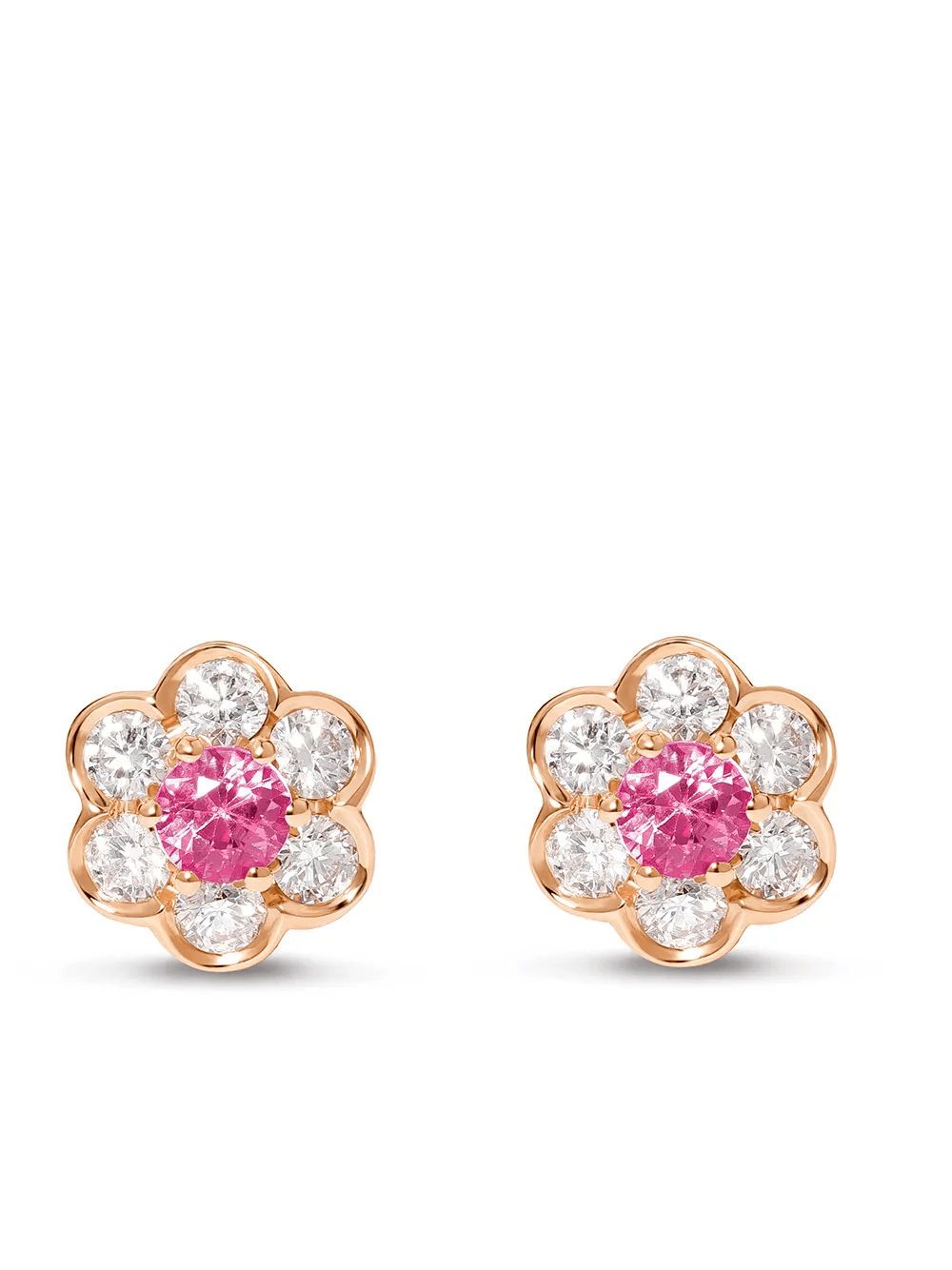 18kt rose gold diamond Berry Flower stud earrings - Image 1