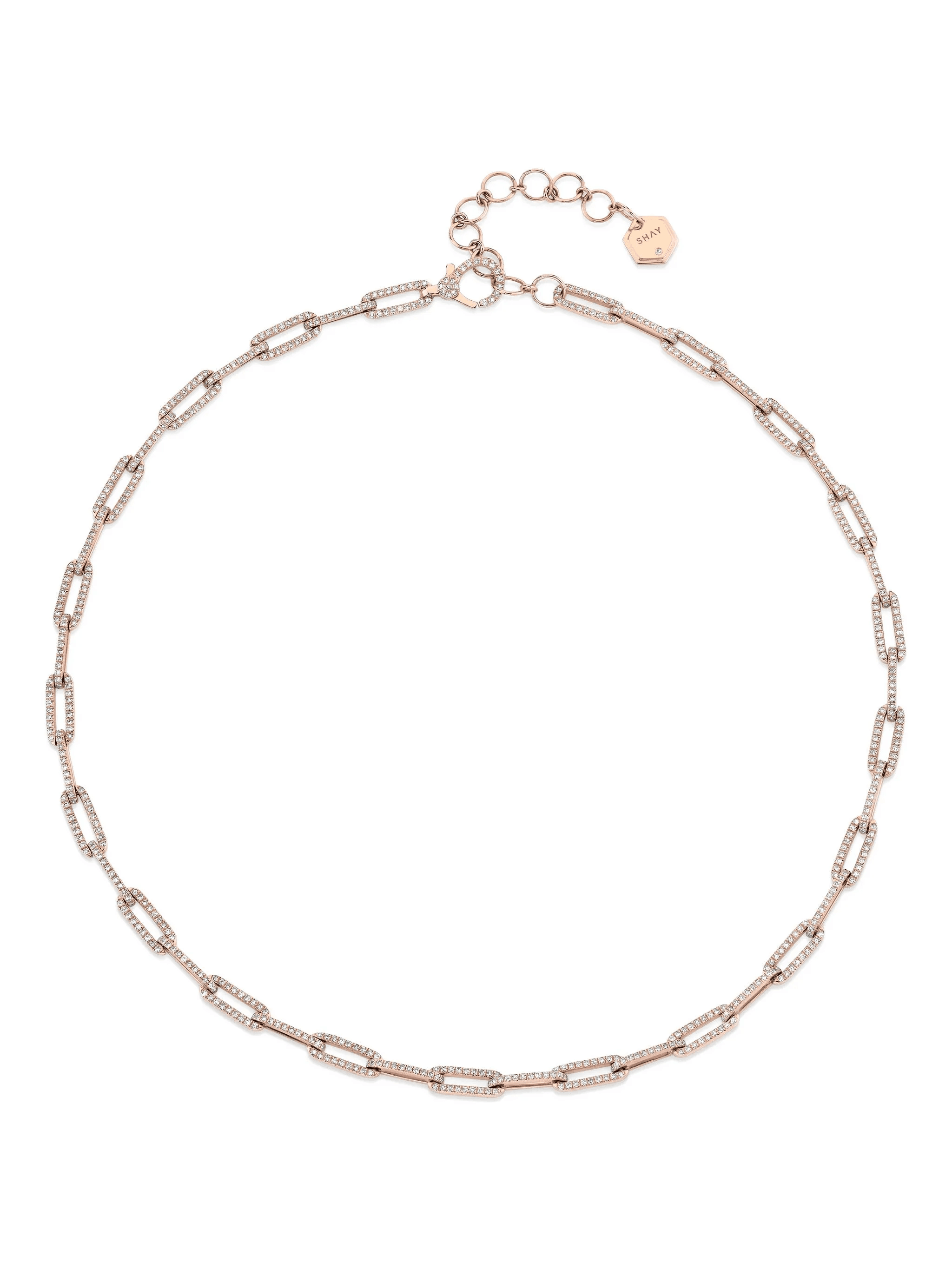 18K rose gold diamond cable-link chain necklace - Image 1