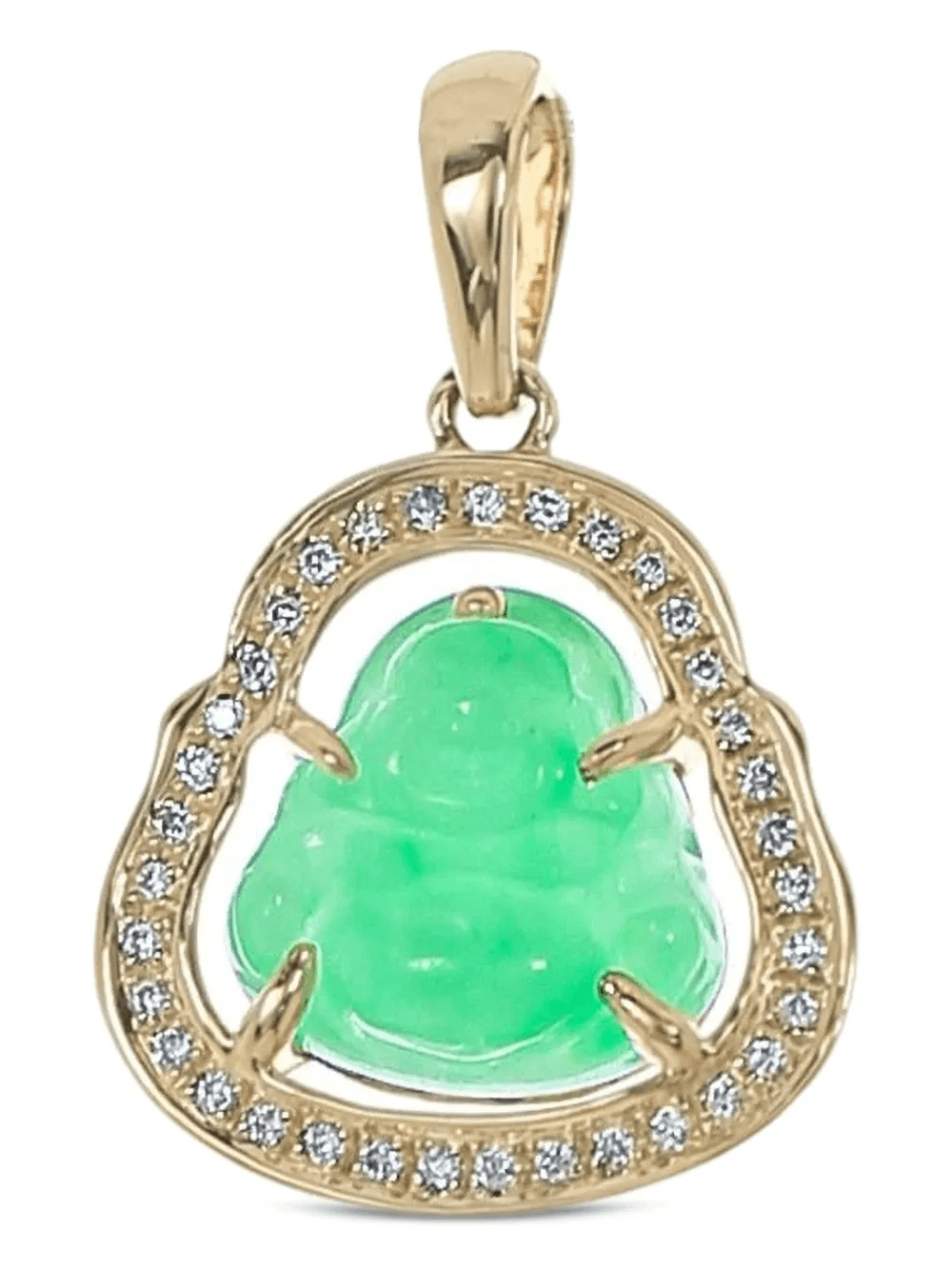 14K gold mini Buddha diamond and jade pendant - Image 1