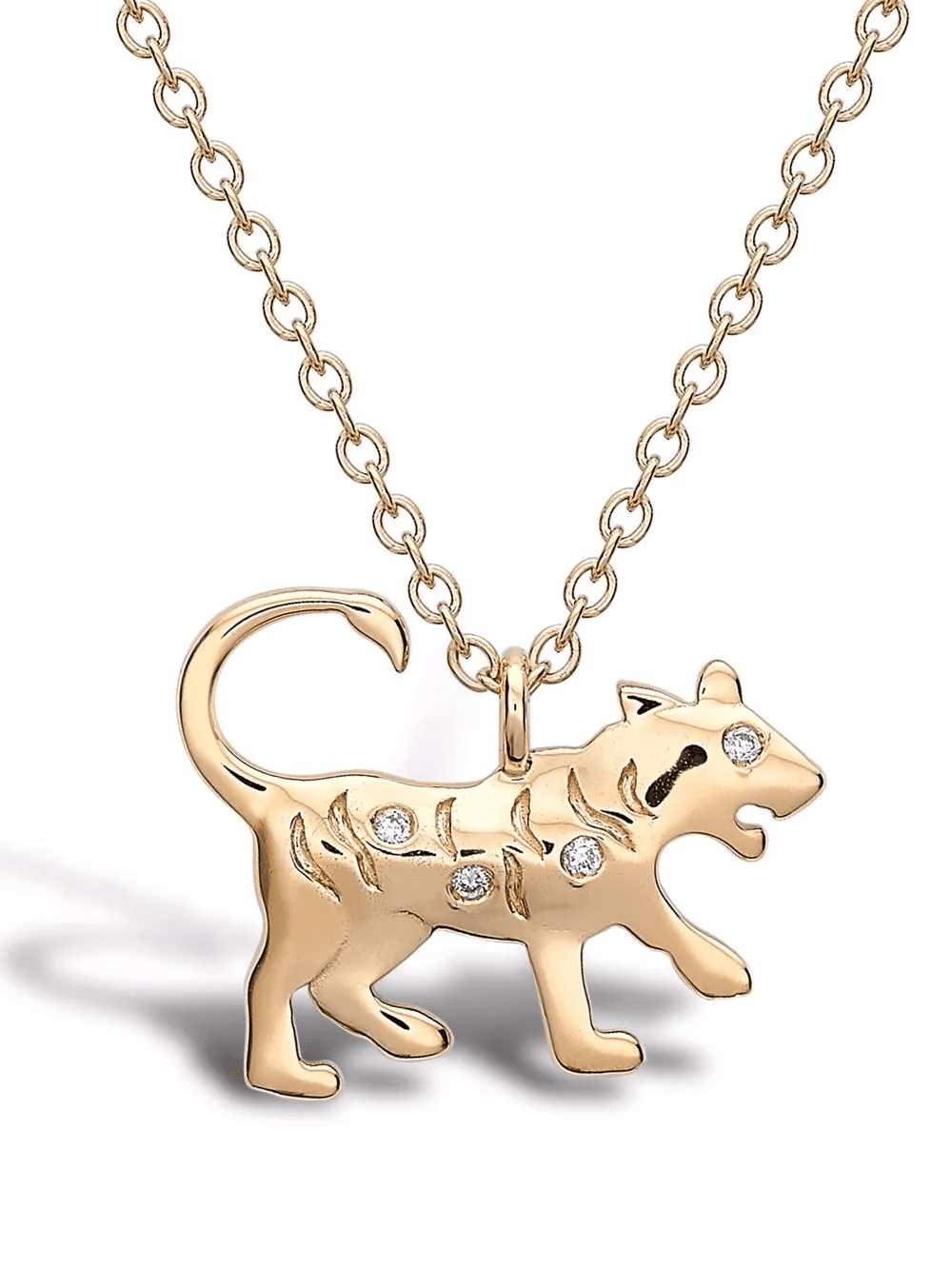 18kt yellow gold Zodiac diamond tiger pendant necklace - Image 1