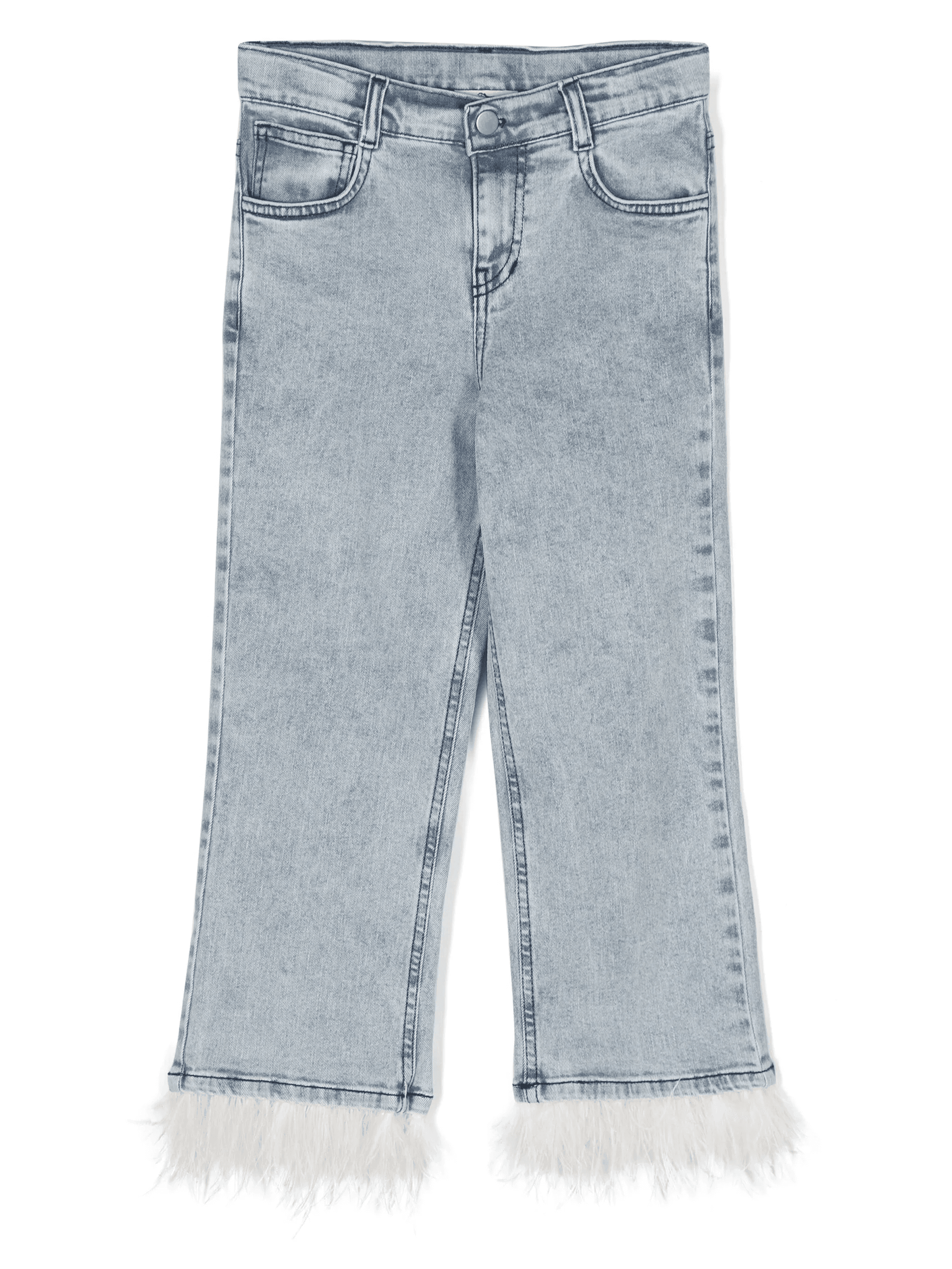 embellished-feather organic cotton jeans - Image 1