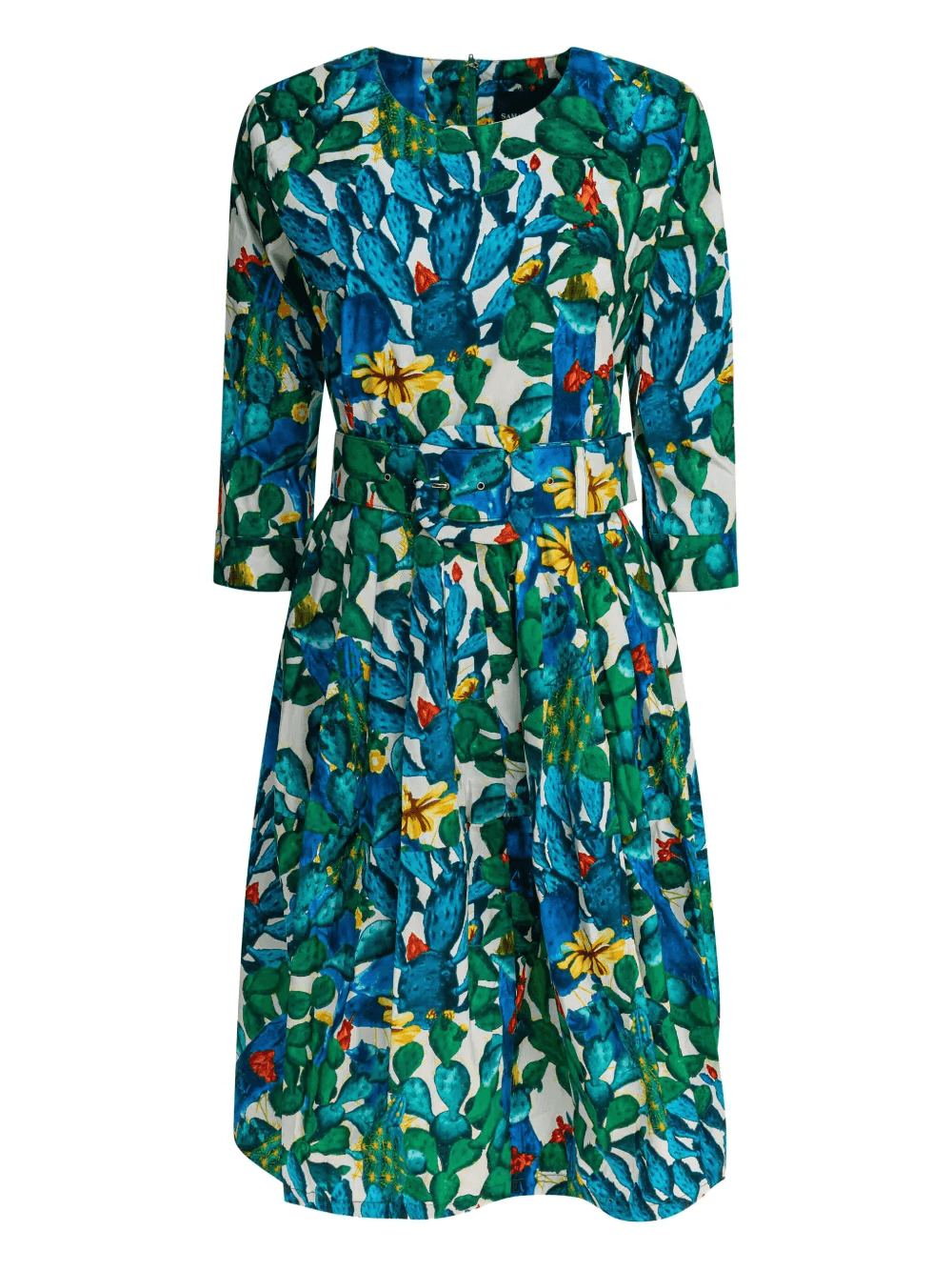 Rachel cactus-print belted midi dress - Image 1