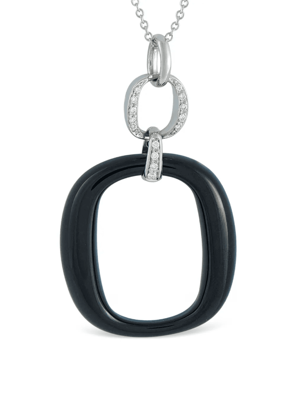 18K white gold diamond and onyx necklace - Image 1