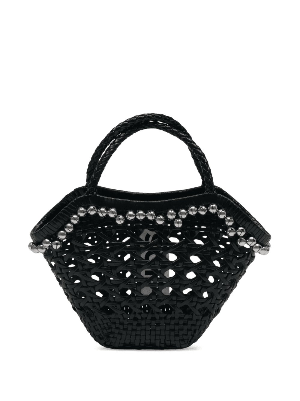 Lip braided-handle embellished tote bag - Image 1