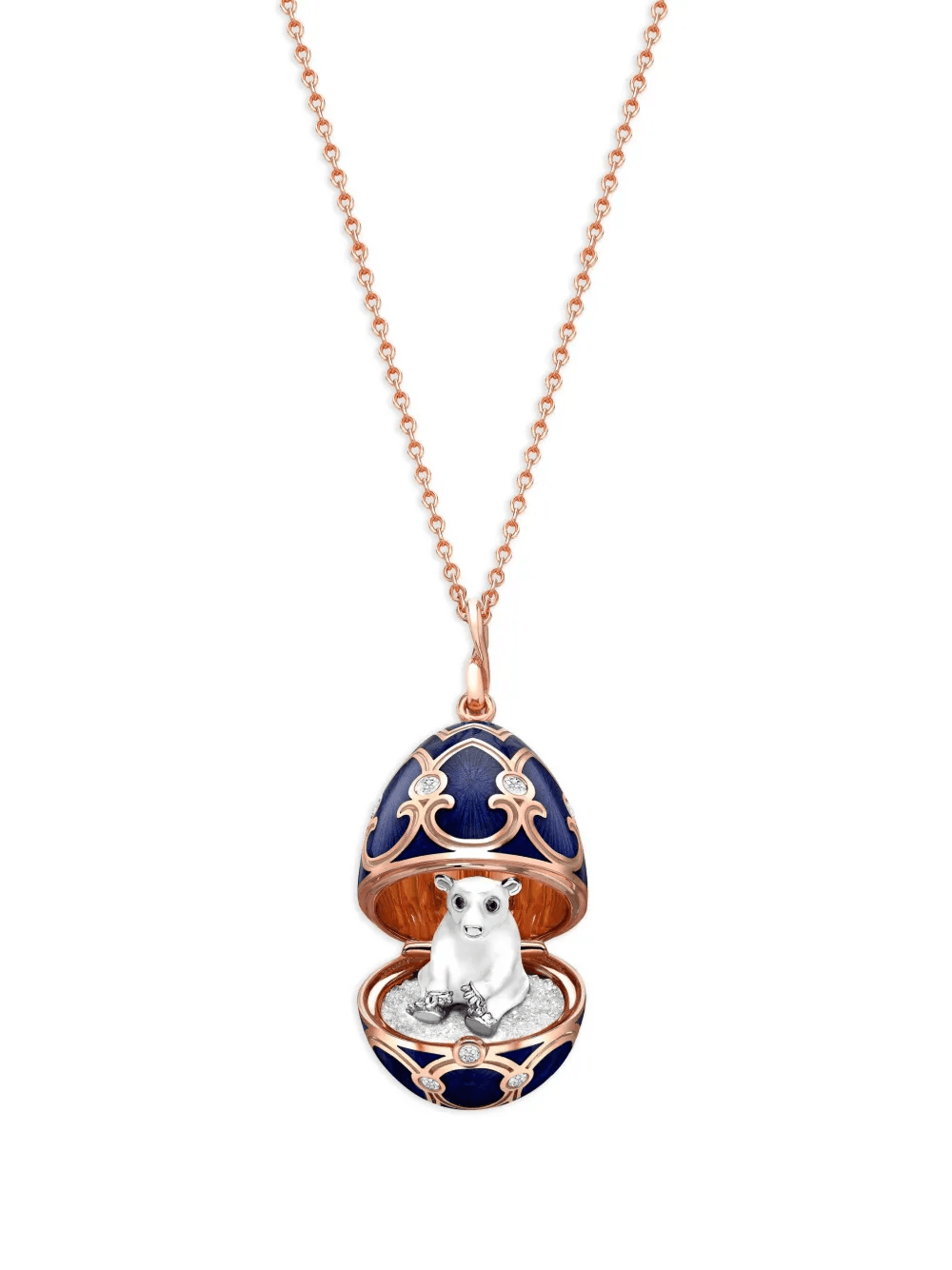 18kt gold Heritage Polar Bear Surprise Locket multi-stone pendant - Image 1