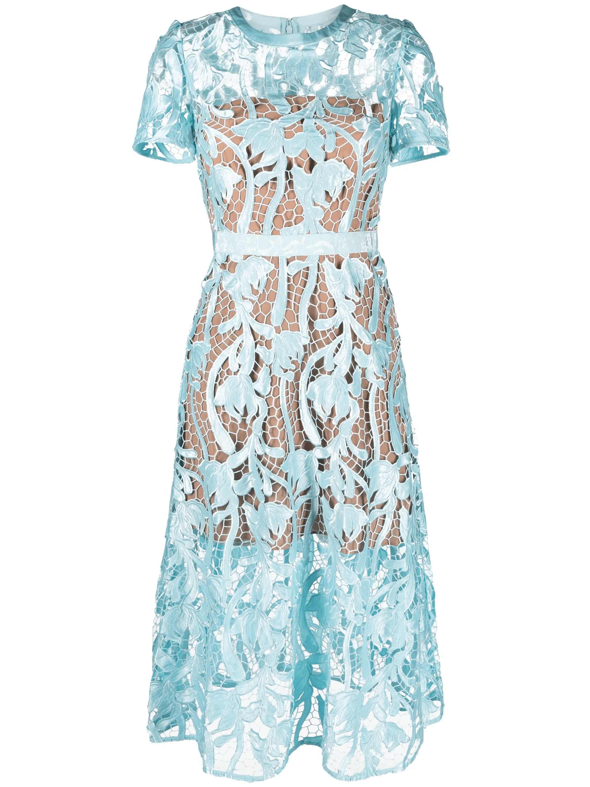 guipure-lace flared midi dress - Image 1