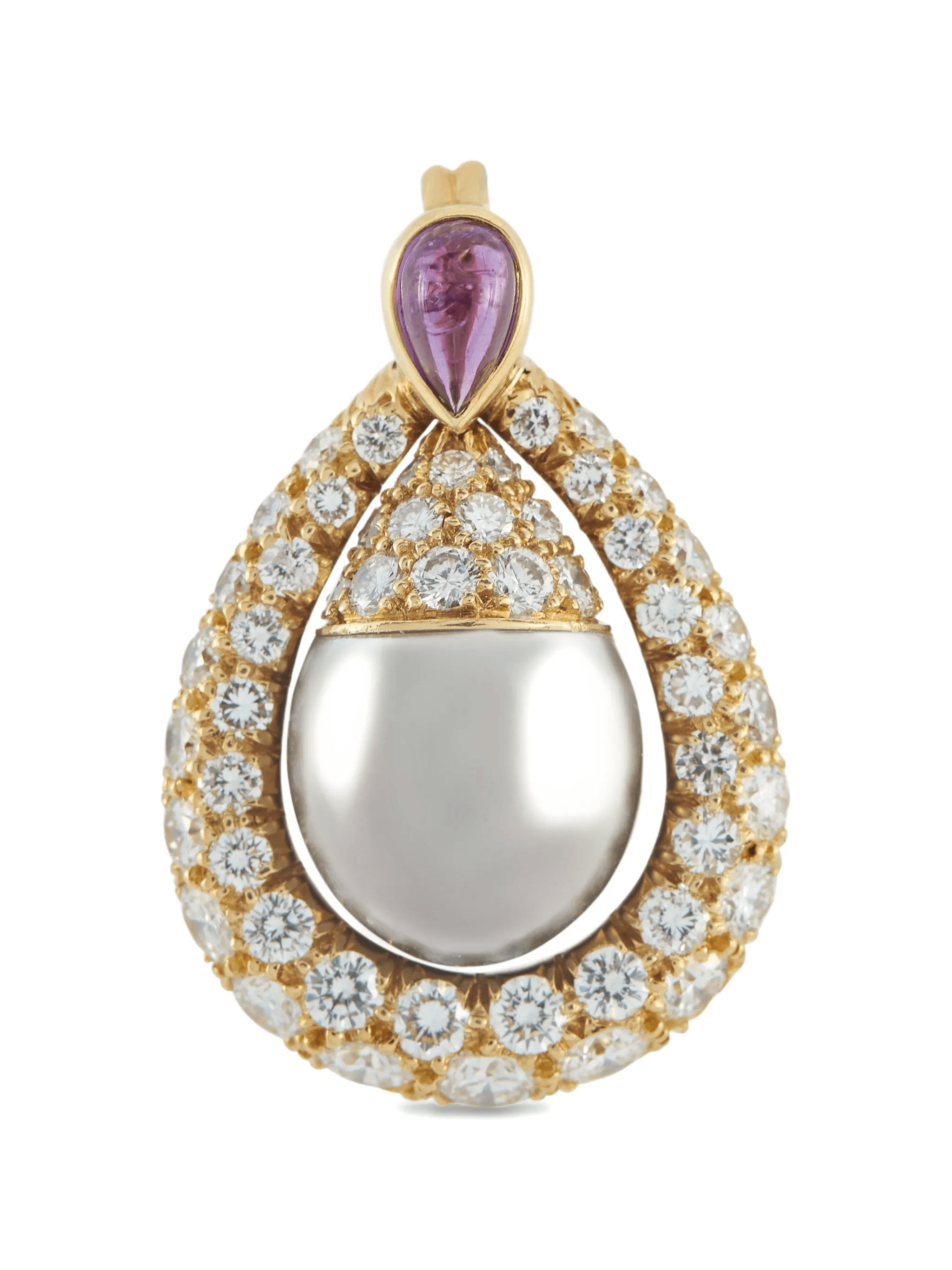 diamond amethyst and pearl pendant - Image 1