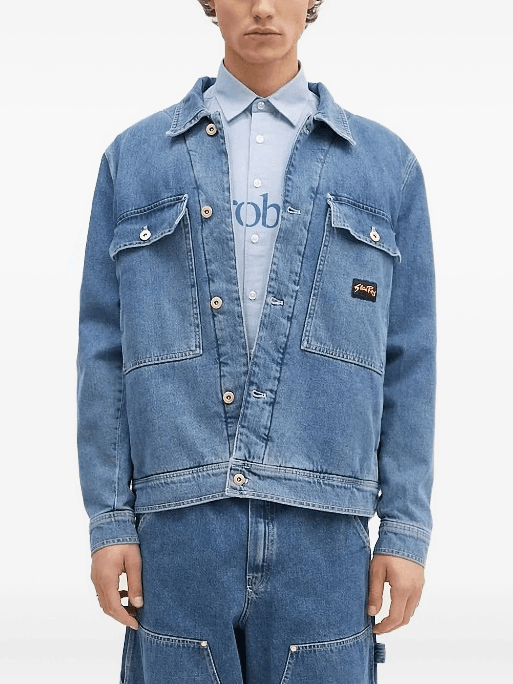 flap-pocket denim jacket - Image 1