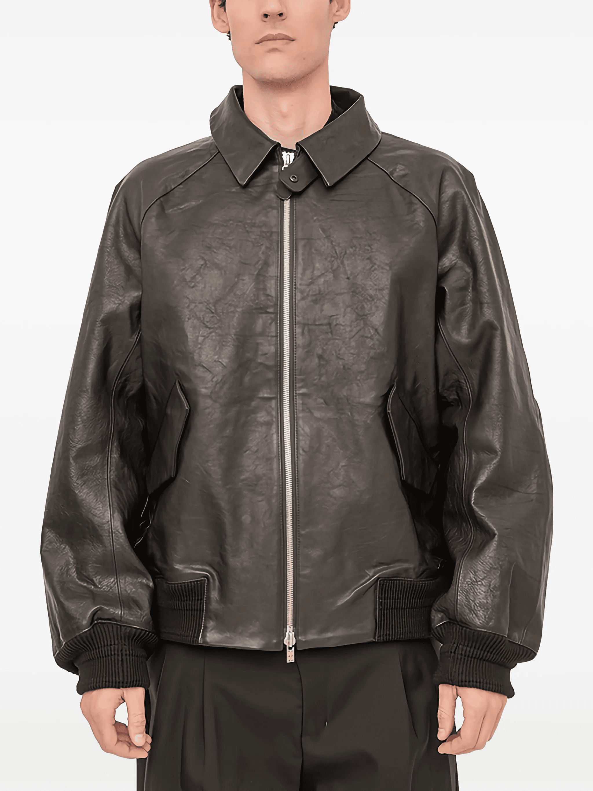 zip-up leather jacket - Image 1