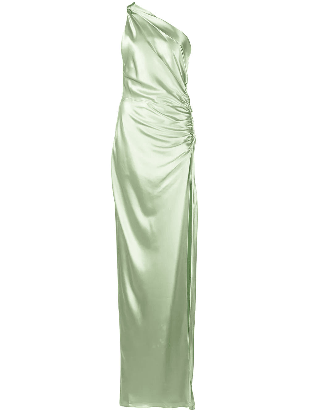 gathered-detail one-shoulder silk gown - Image 1