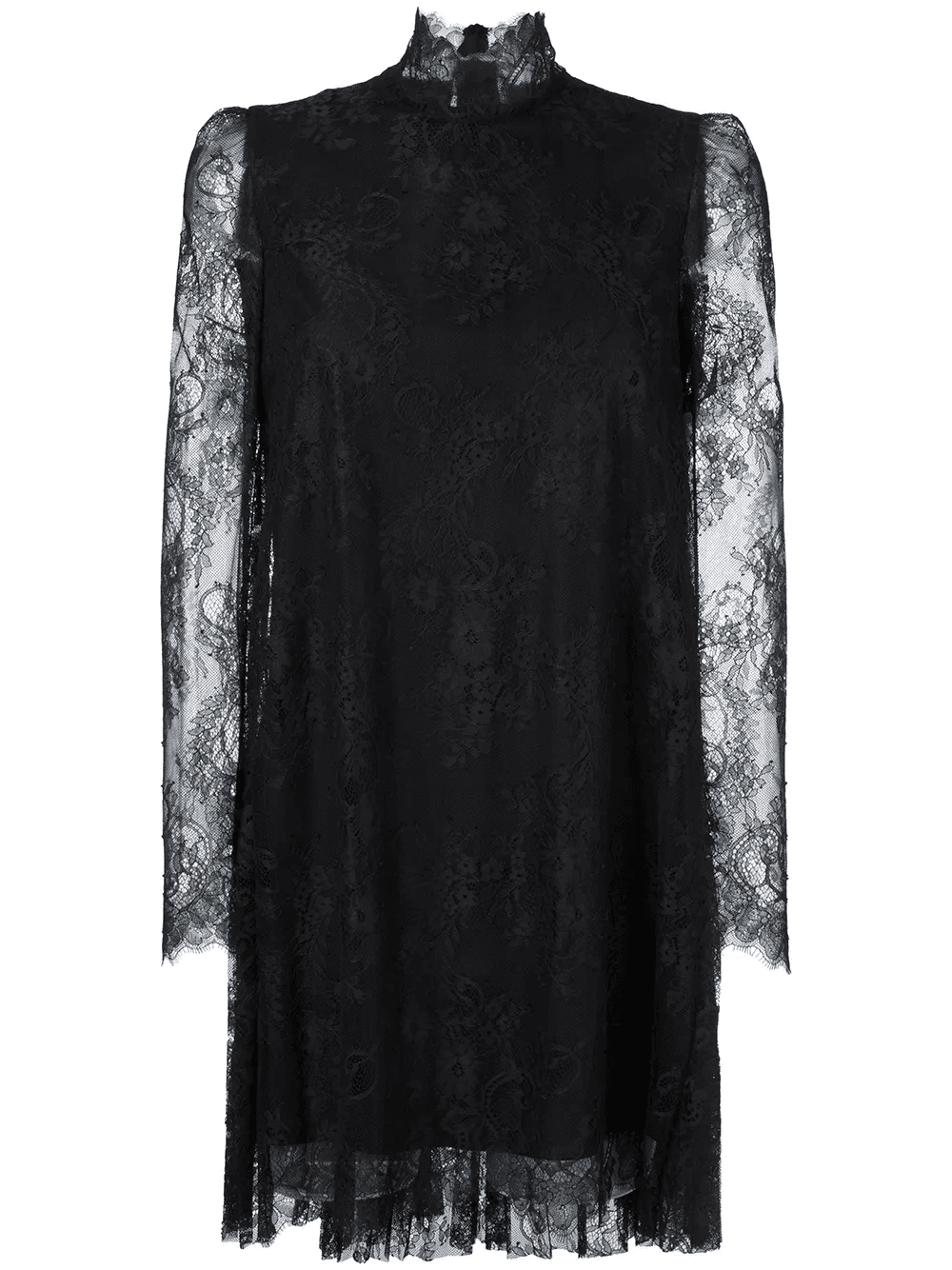 lace overlay pleated back dress - Image 1