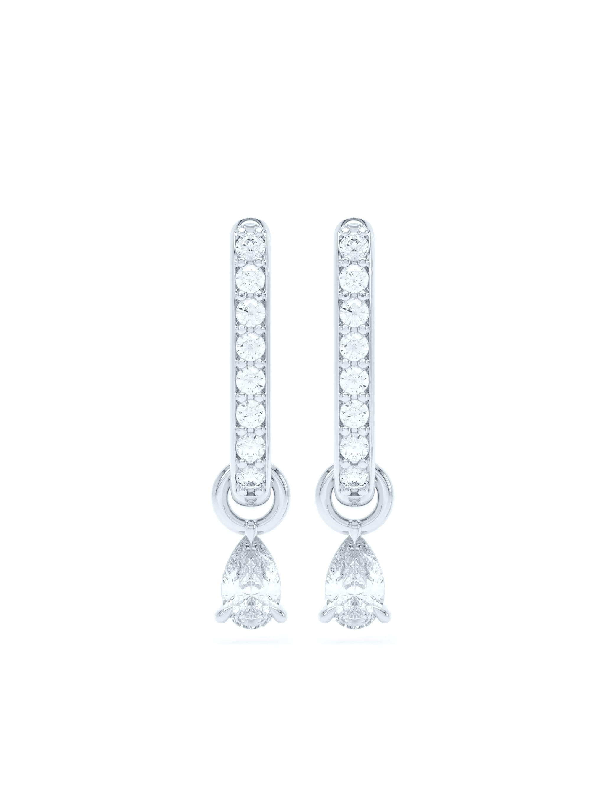 14k recycled white gold Allday diamond hoop earrings - Image 1