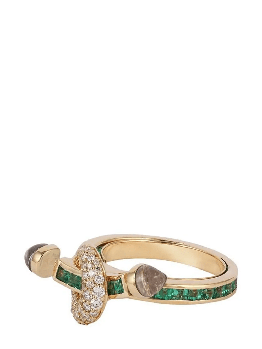 18kt yellow gold Chakra diamond and emerald ring - Image 1