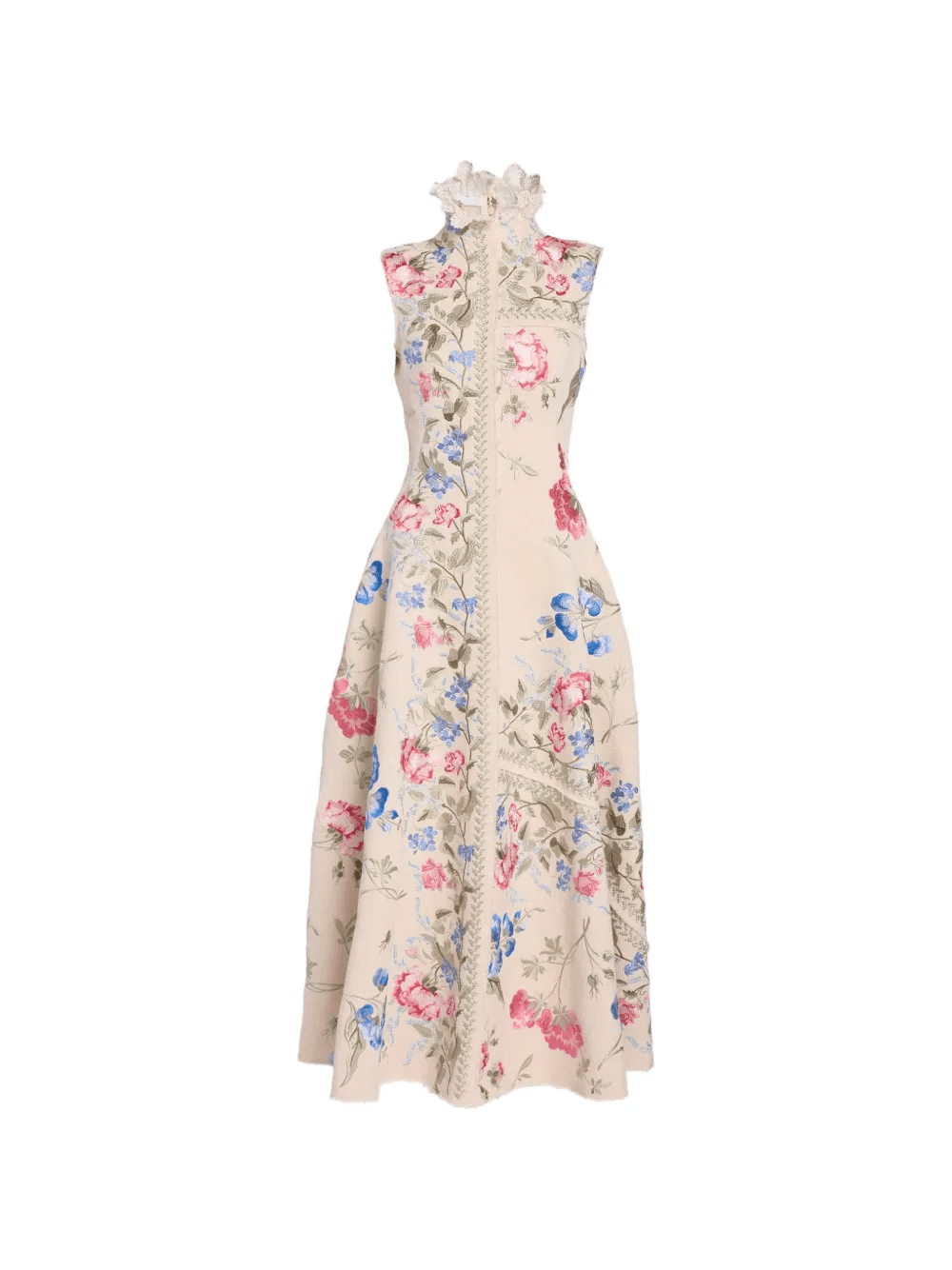 floral-print lace-trim dress - Image 1