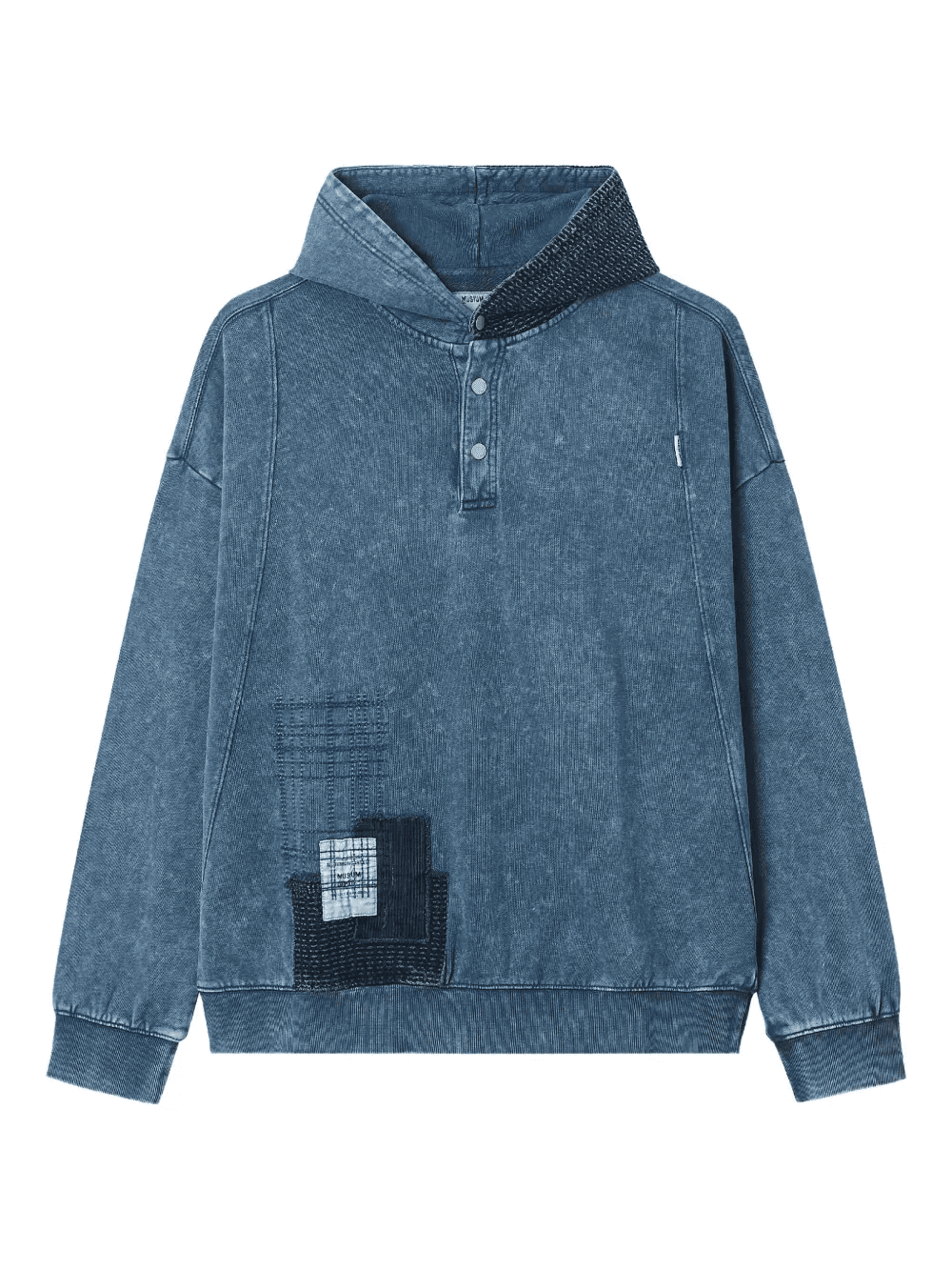 button patchwork hoodie - Image 1