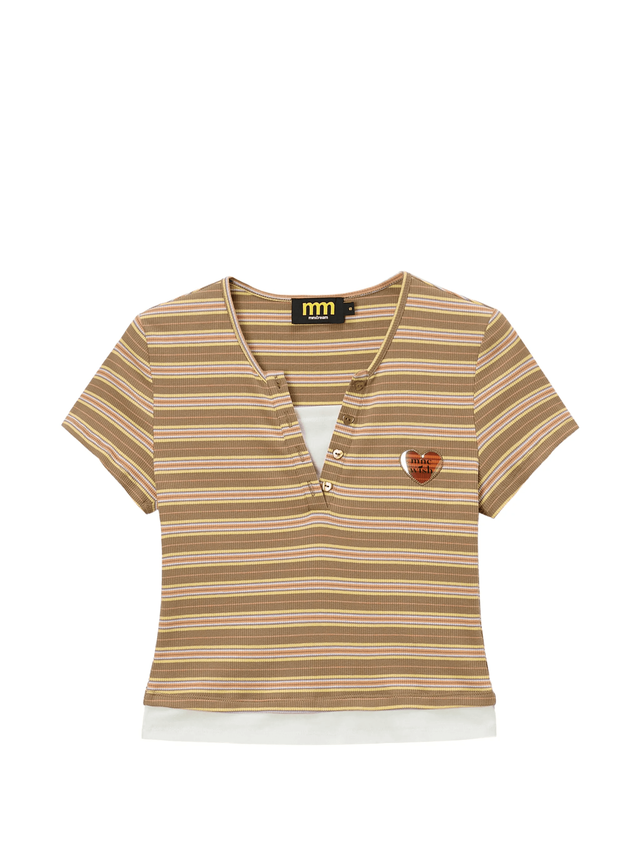 striped button-detail T-shirt - Image 1