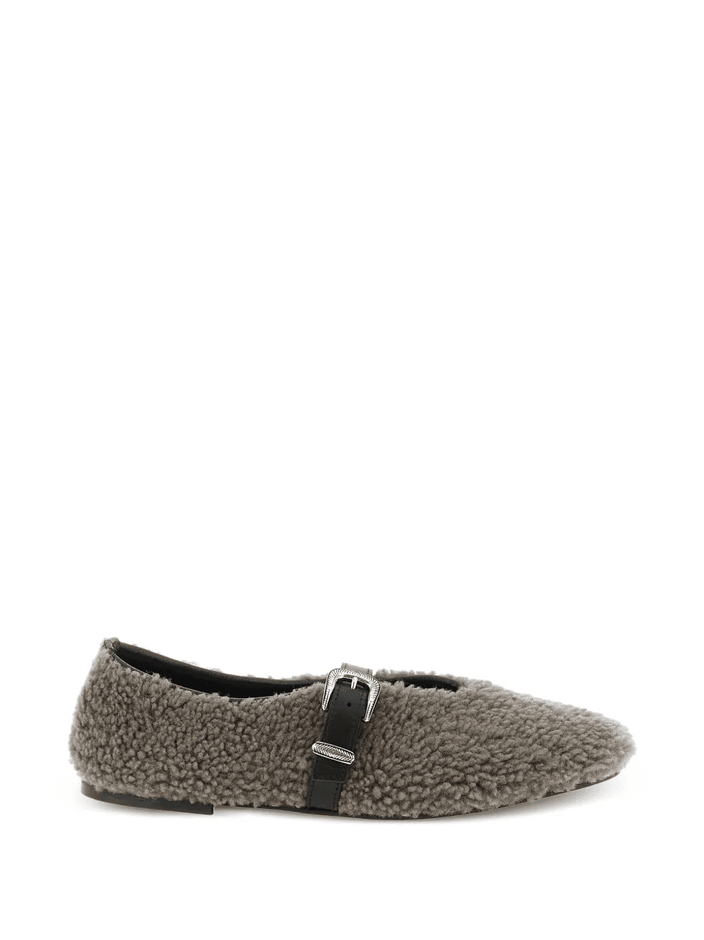 shearling buckle ballet flats - Image 1
