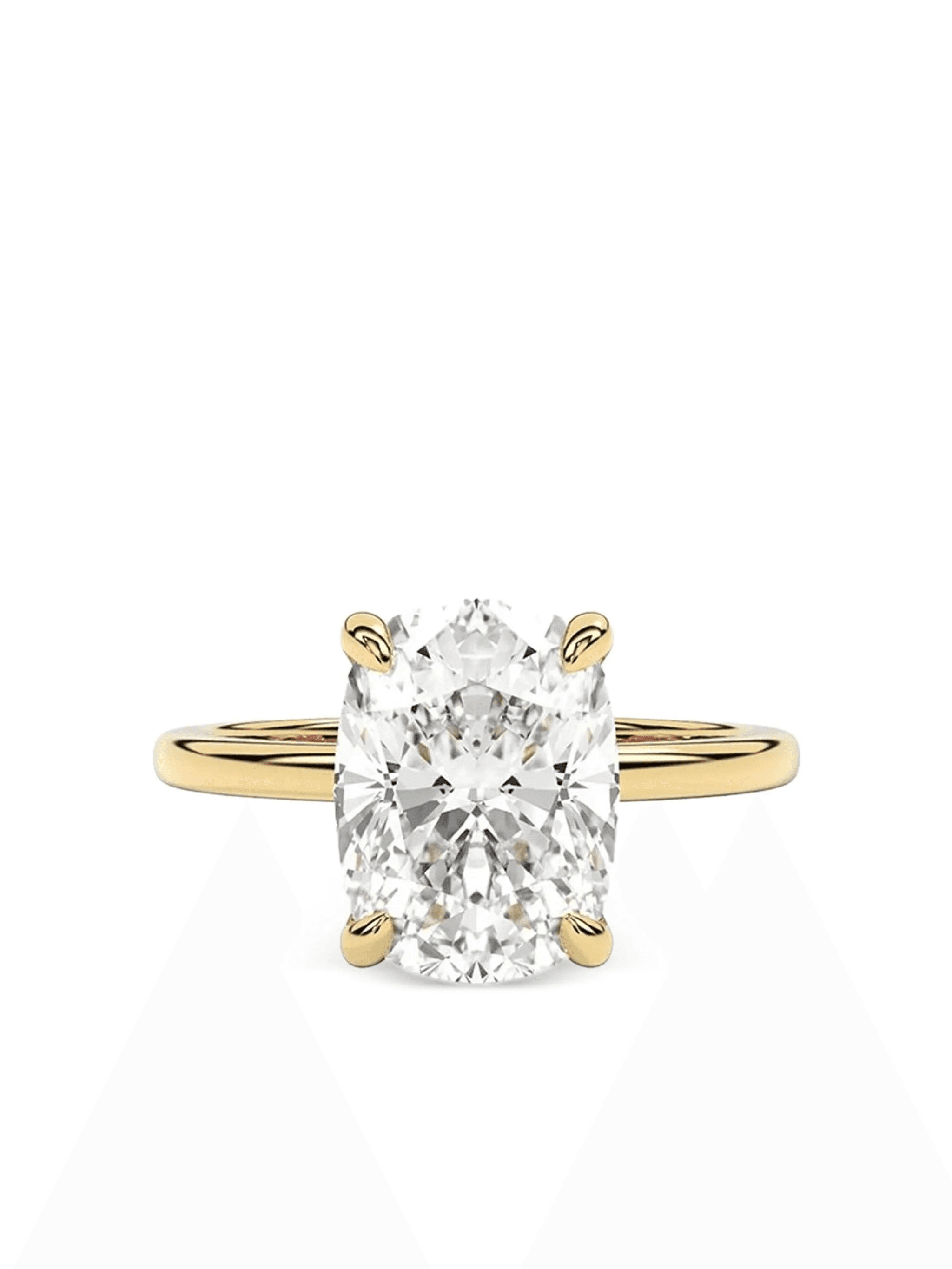 14K yellow gold cushion lab grown diamond solitaire ring - Image 1