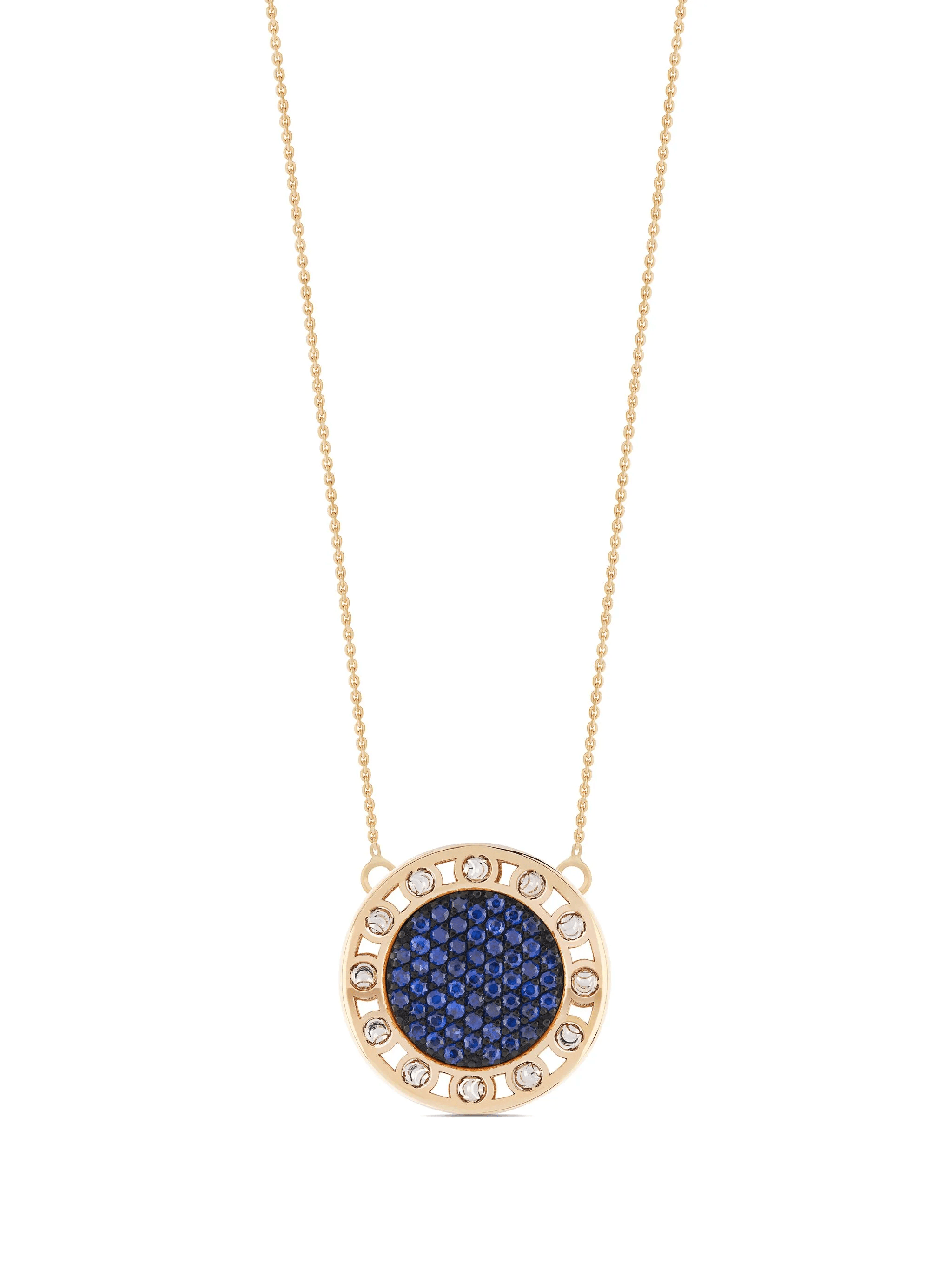 18kt yellow gold large SenzaTempo sapphire and diamond necklace - Image 1