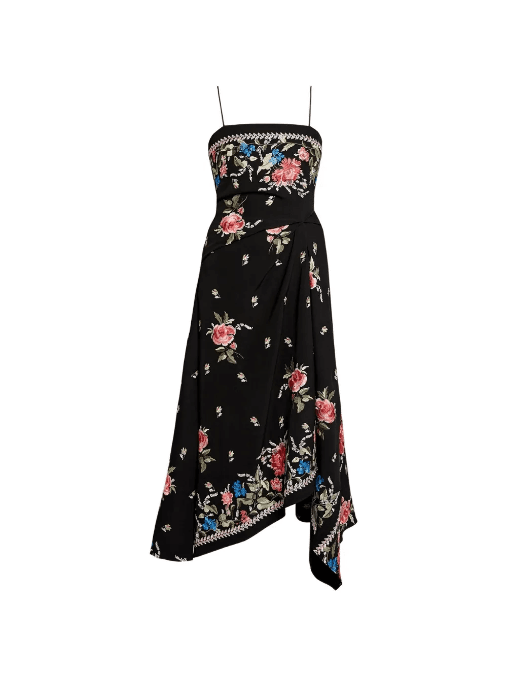 floral draped asymmetric dress - Image 1