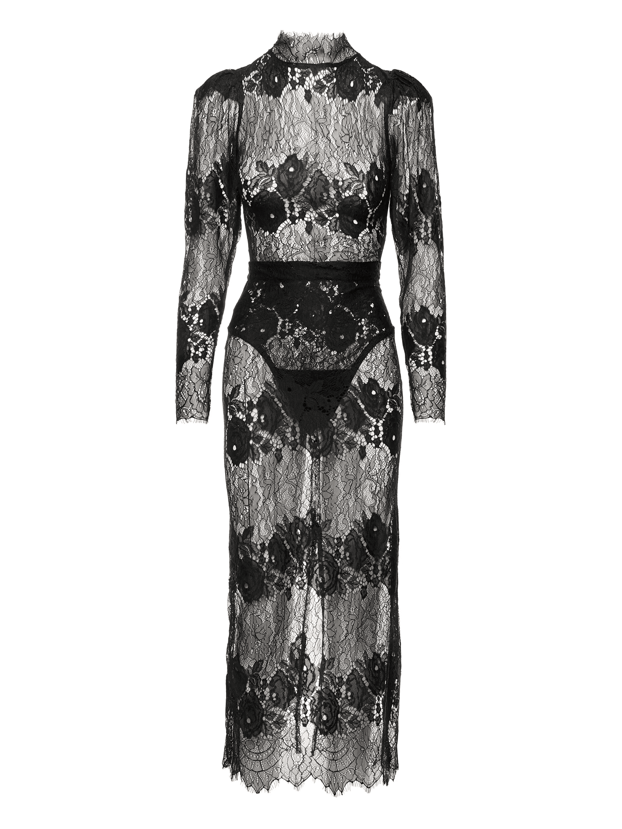 lace high-neck midi dress - Image 1