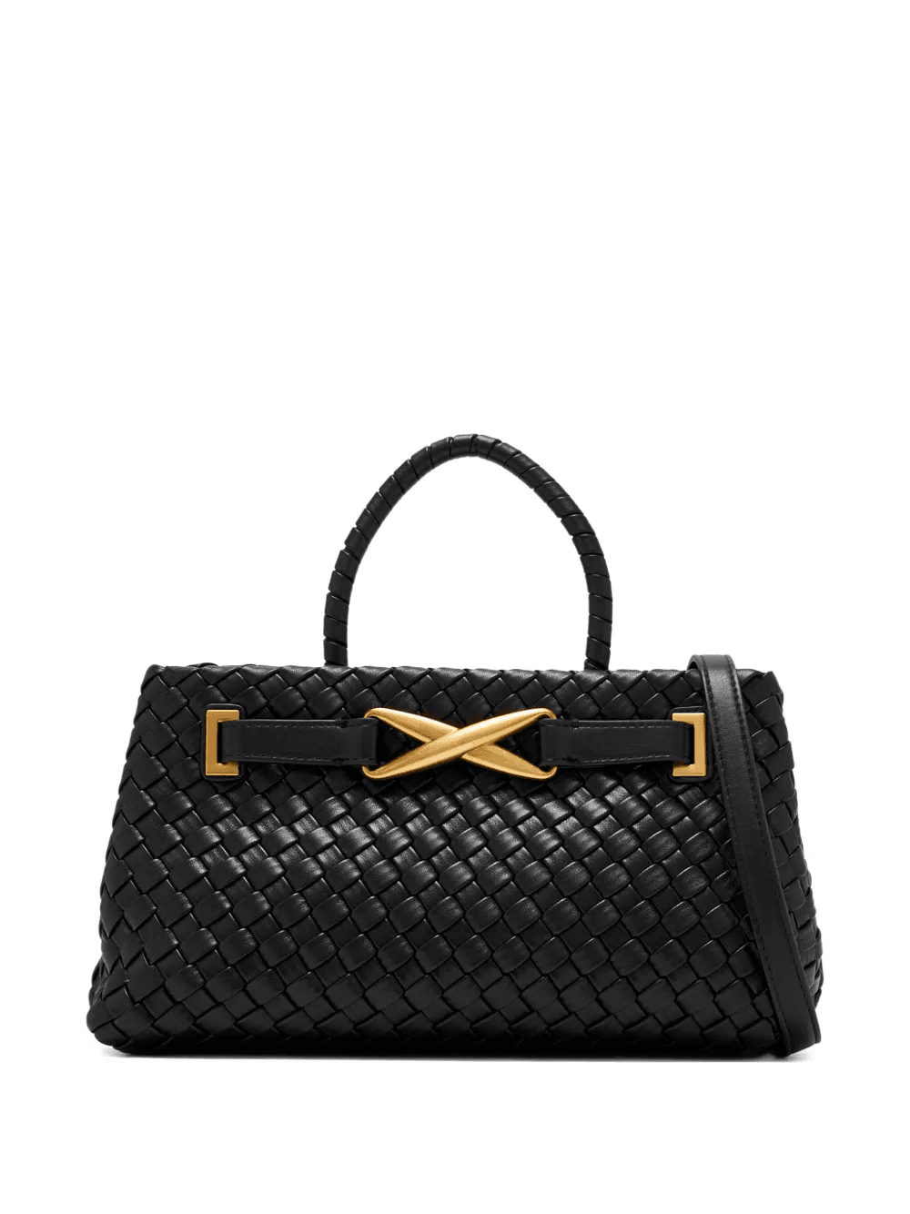 woven leather tote bag - Image 1