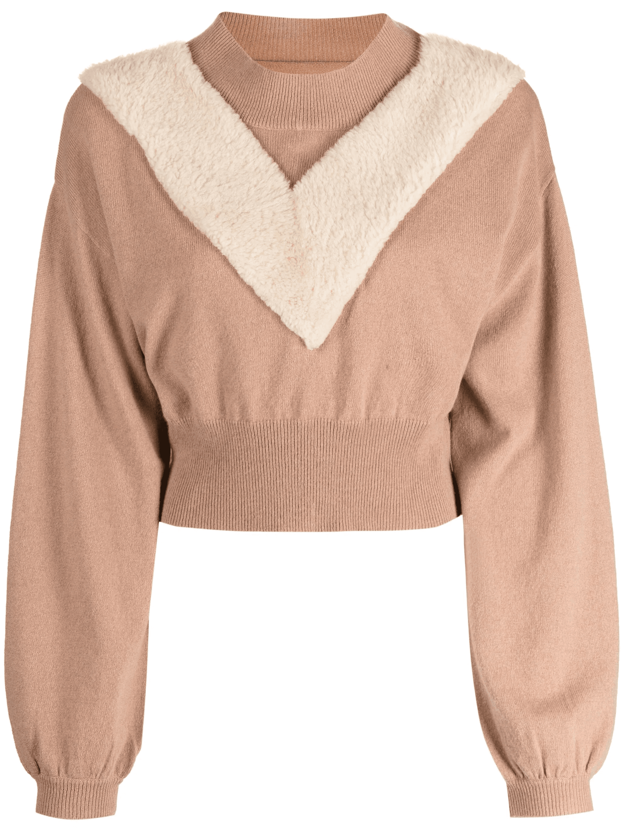 high-neck shearling-detail jumper - Image 1