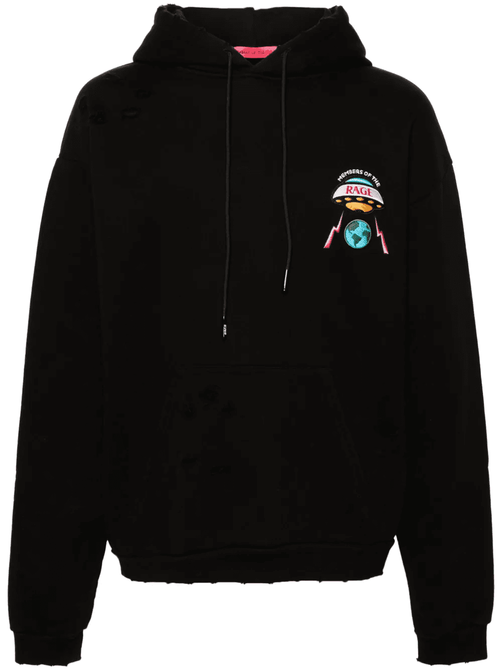 logo-patch distressed hoodie - Image 1