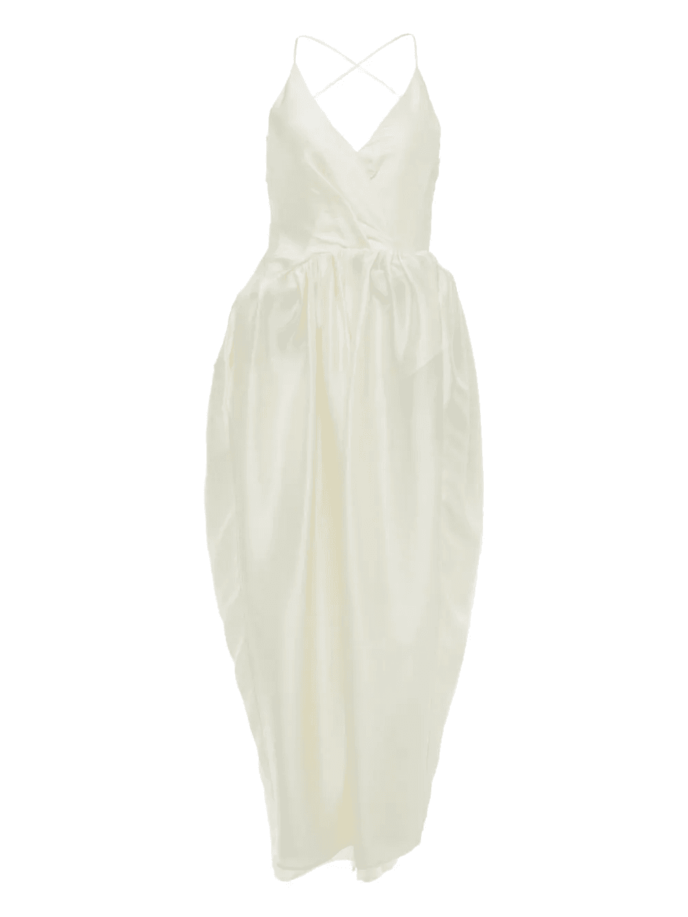 cross-back gathered silk dress - Image 1