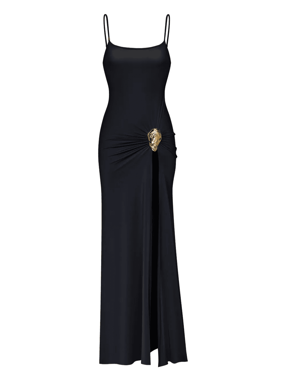 oyster-embellished slit maxi dress - Image 1