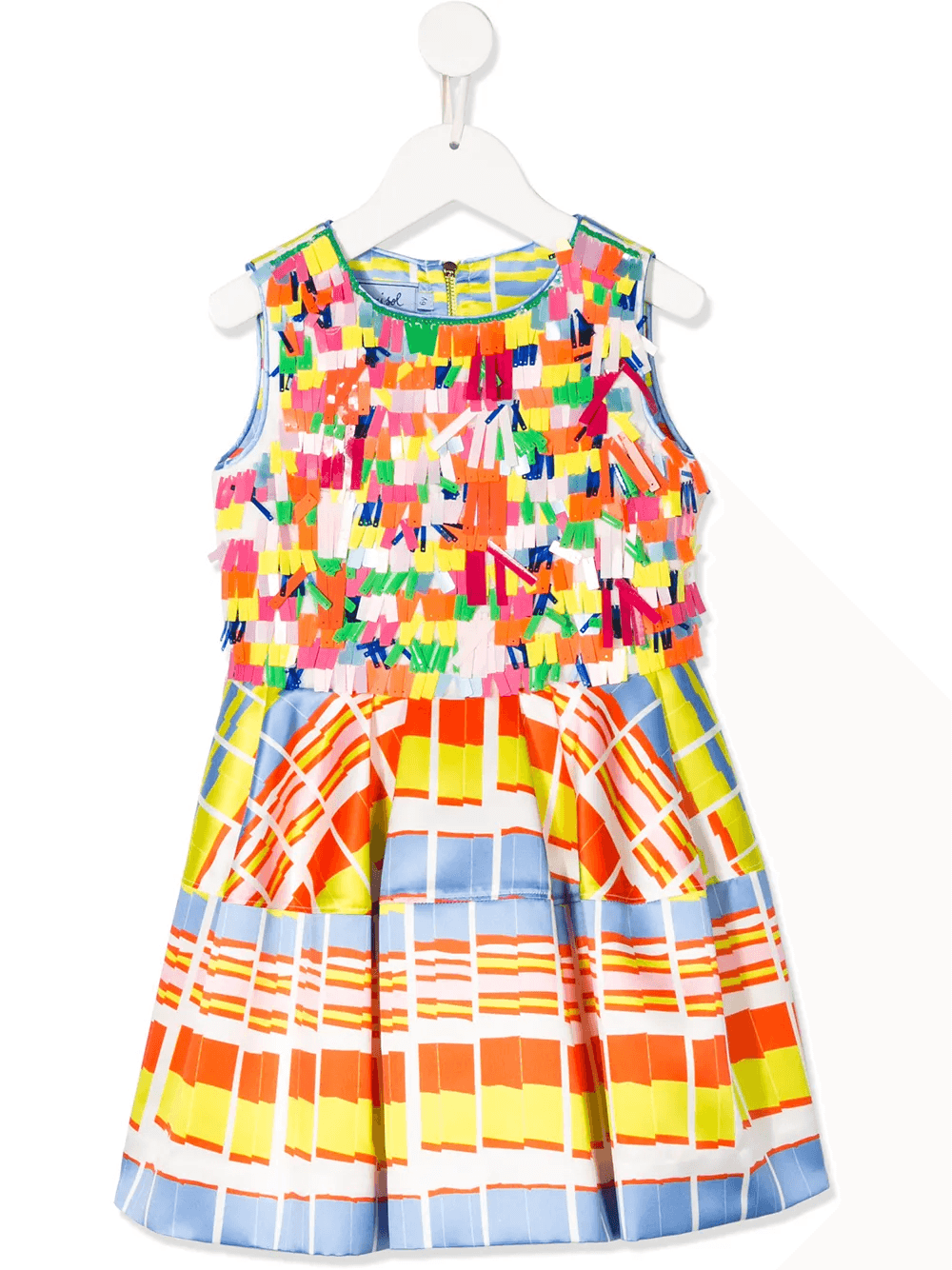 appliquéd striped satin dress - Image 1