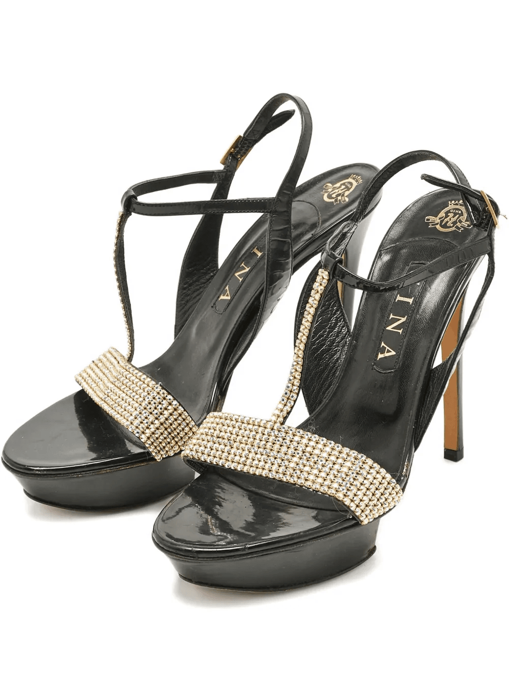 crystal-embellished T-bar sandals - Image 1