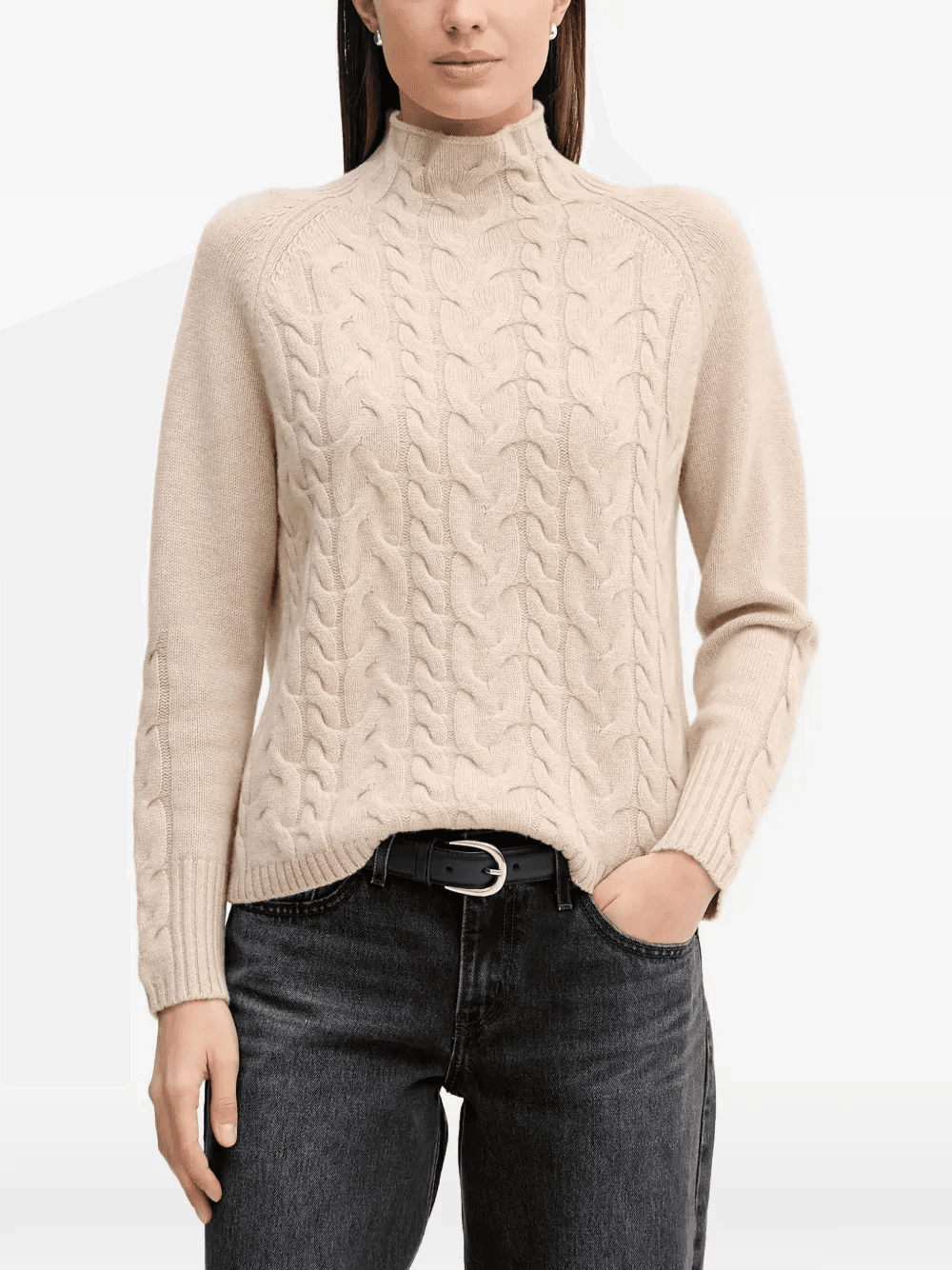 cable-knit high-neck sweater - Image 1