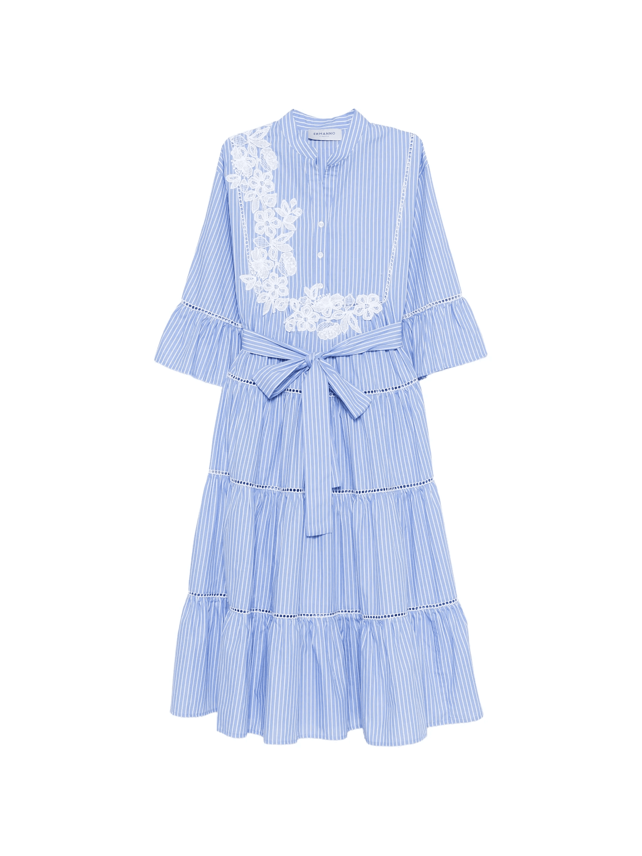 striped floral-appliqued midi dress - Image 1