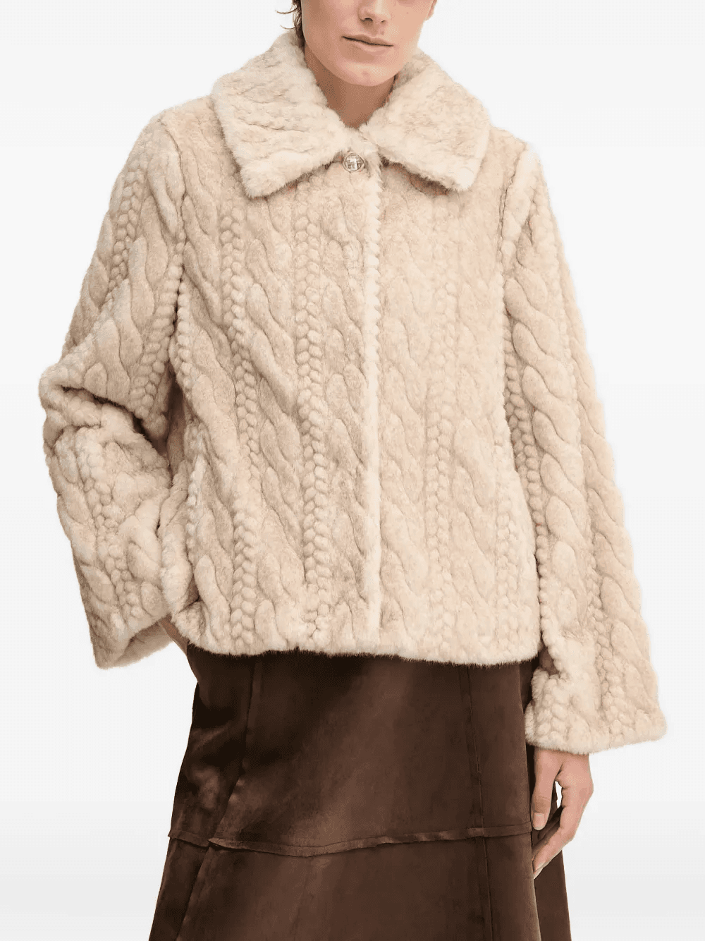 cable-knit button-up jacket - Image 1