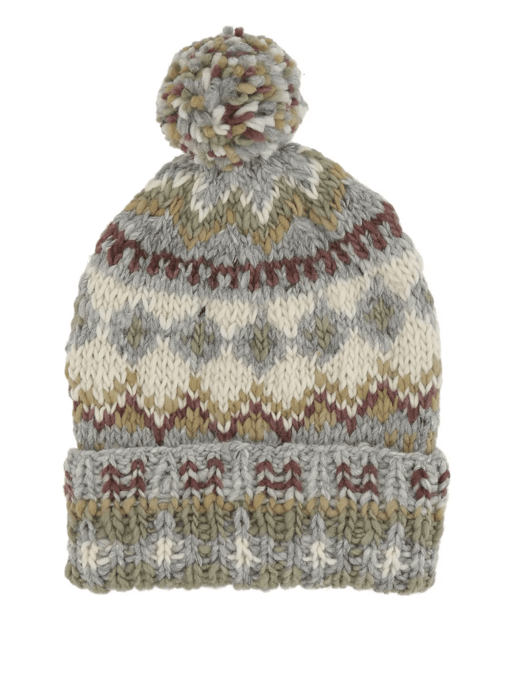 fair isle-pattern pom-pom beanie - Image 1