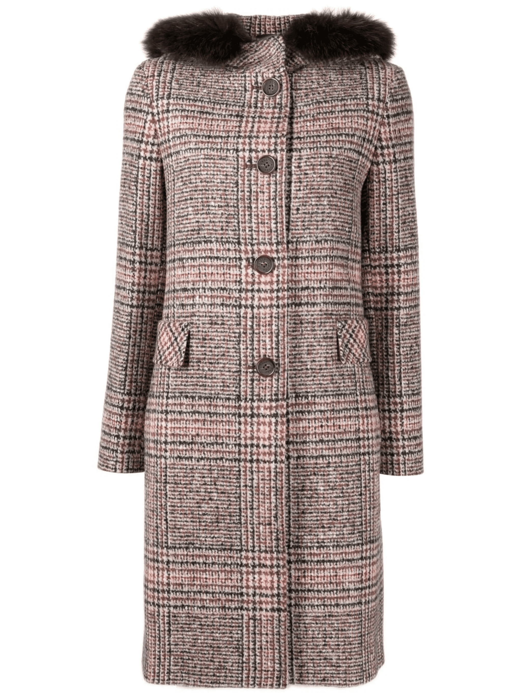 plaid-check print hooded coat - Image 1