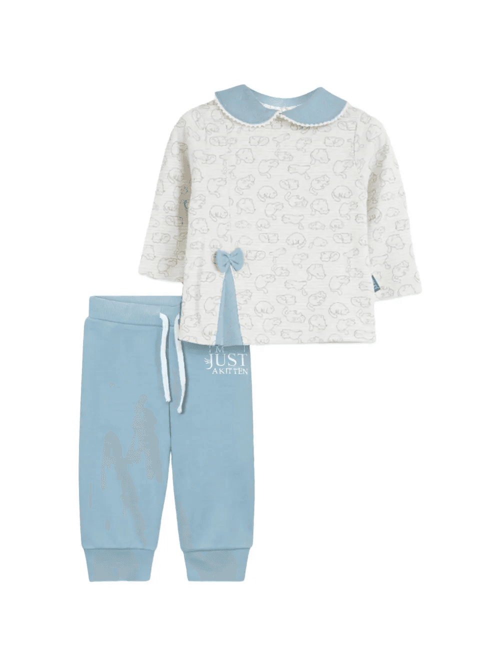 peter-pan collar printed trousers set - Image 1