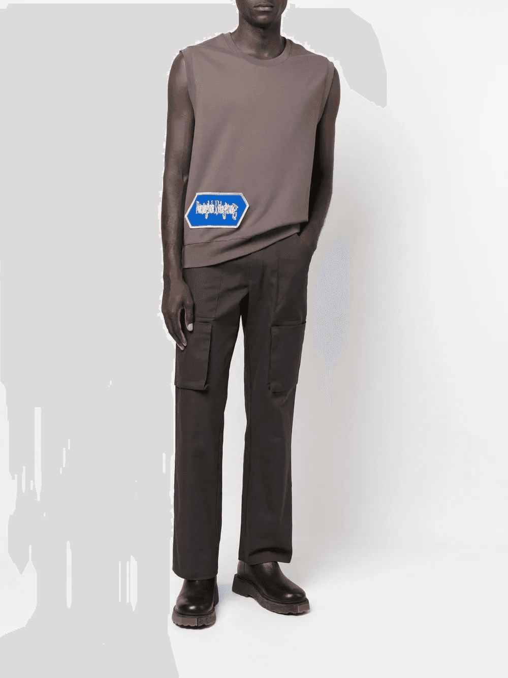 patch-detail cotton vest - Image 1