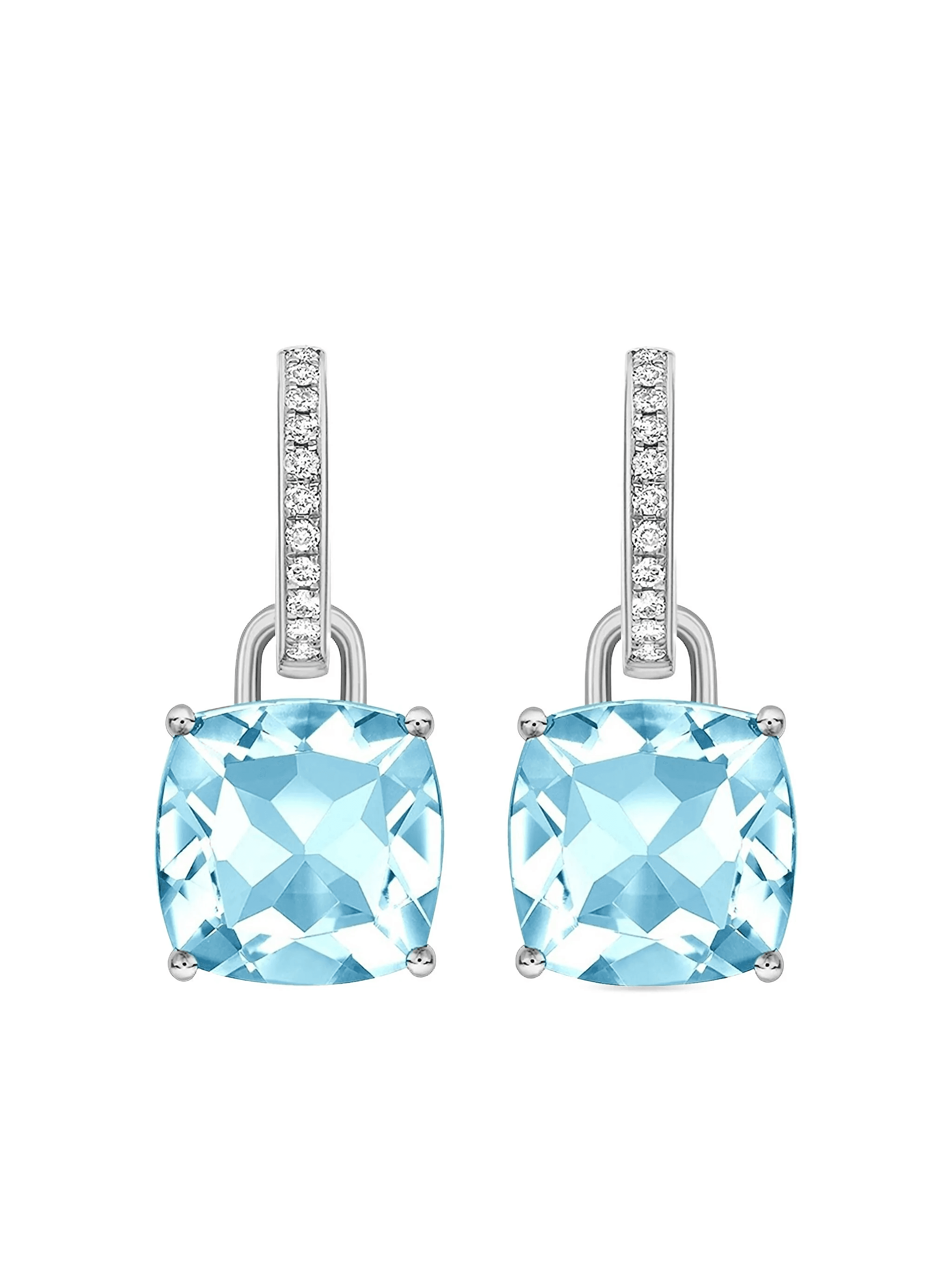 18kt white gold Kiki Classics topaz and diamond detachable hoop earrings - Image 1