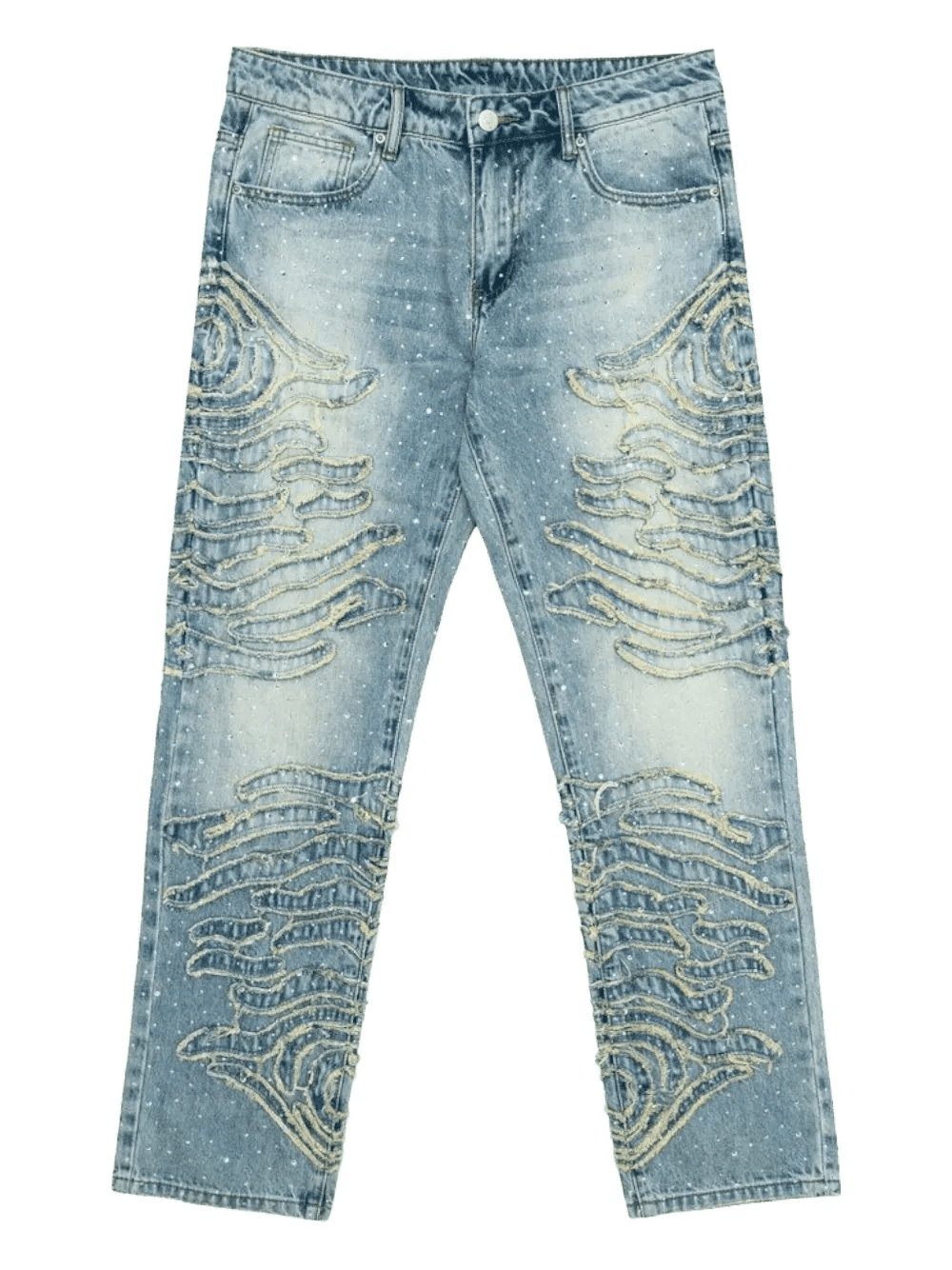 zebra-pattern rhinestone jeans - Image 1